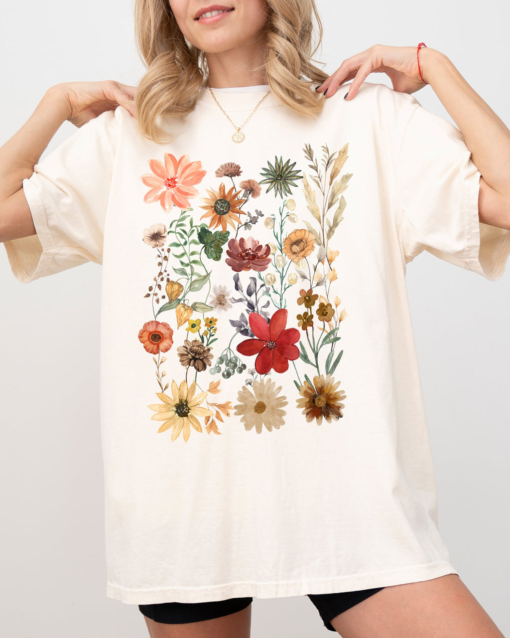 Autumn Pressed Flowers With Botanical Leaves And Rustic Fall Aesthetic For Nature Lovers Comfort Colors Tee Refinery No. 1
