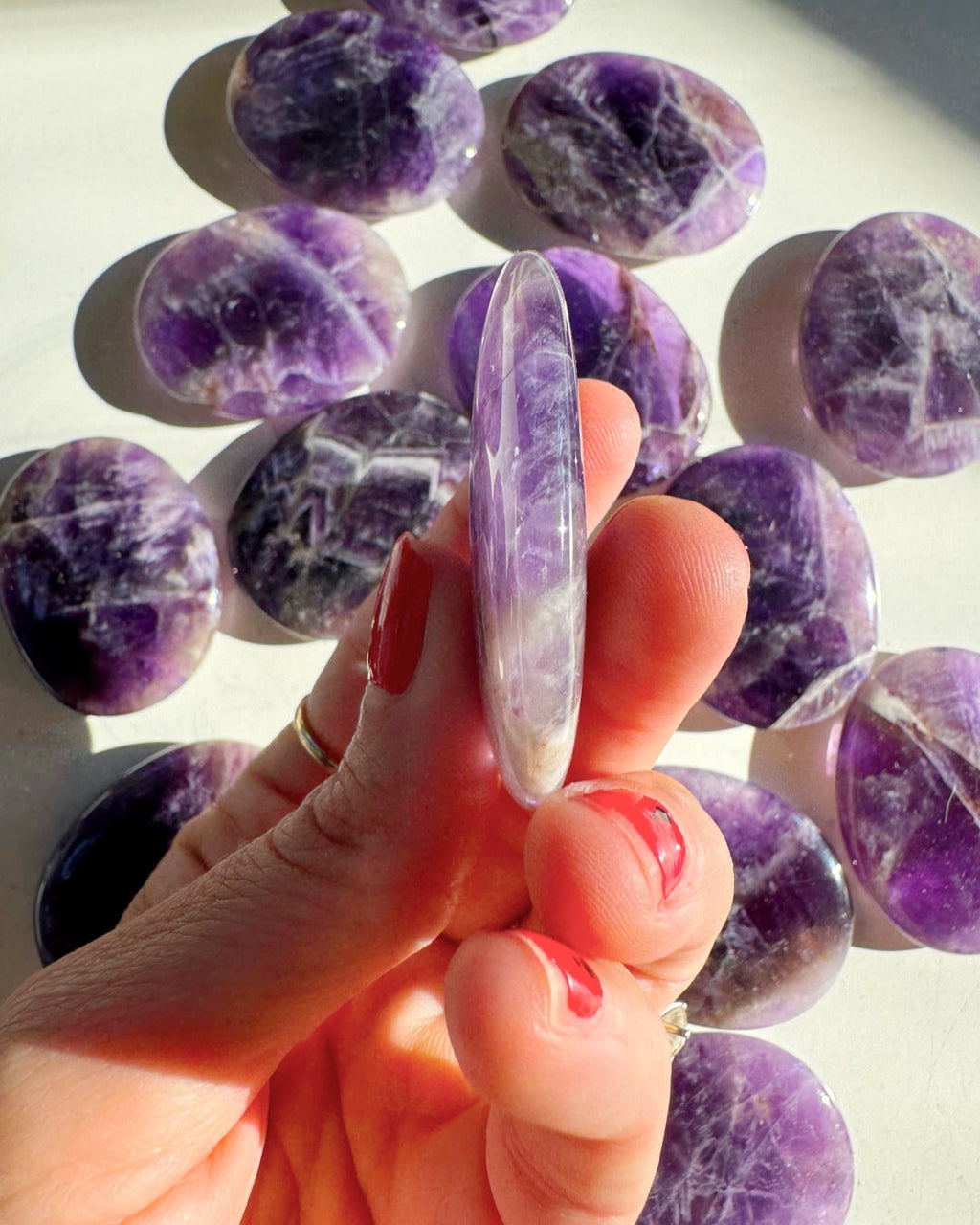 Amethyst Flat Palm Stones Baltic Mermaid