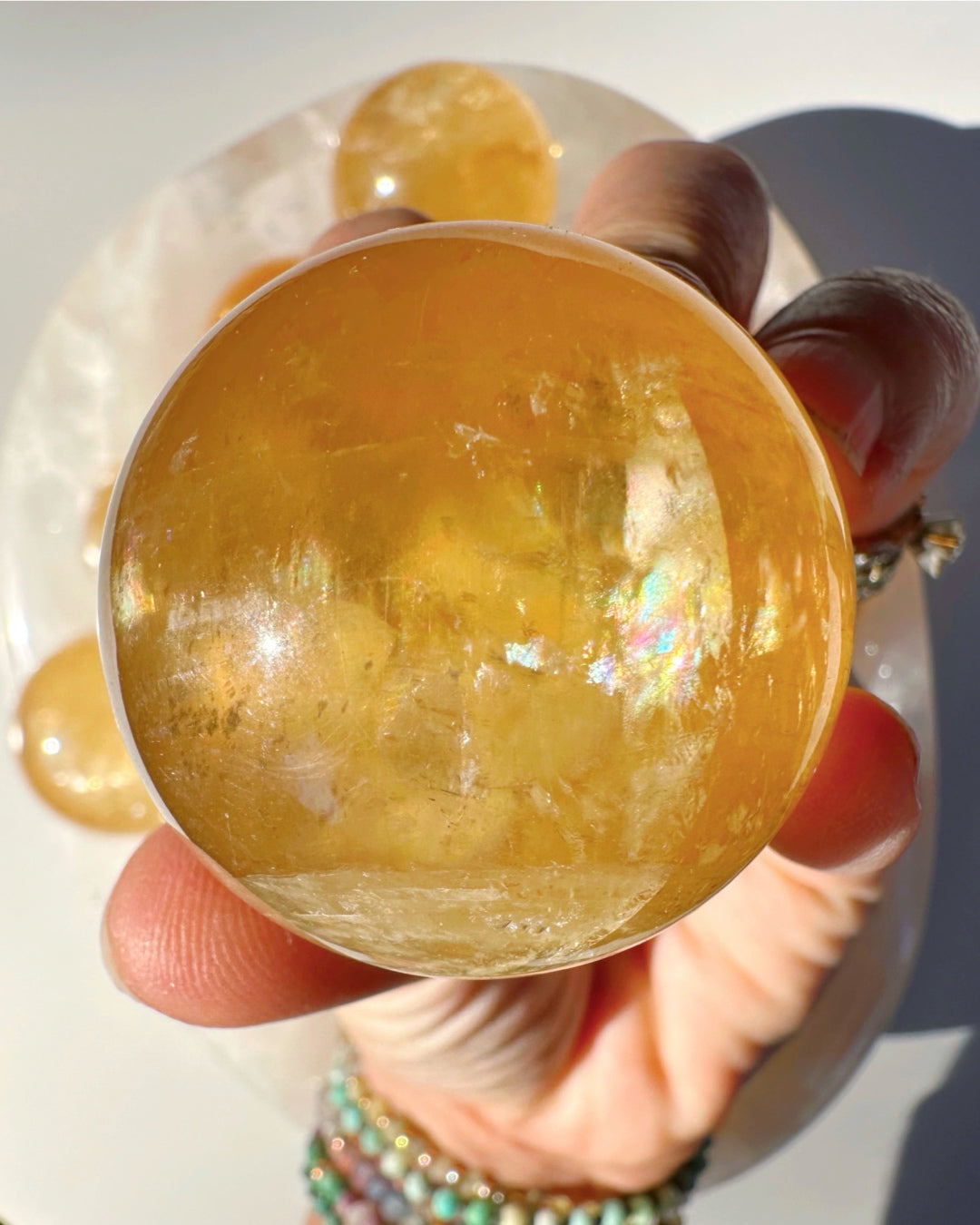 Honey Optic Calcite Spheres - AAA Baltic Mermaid