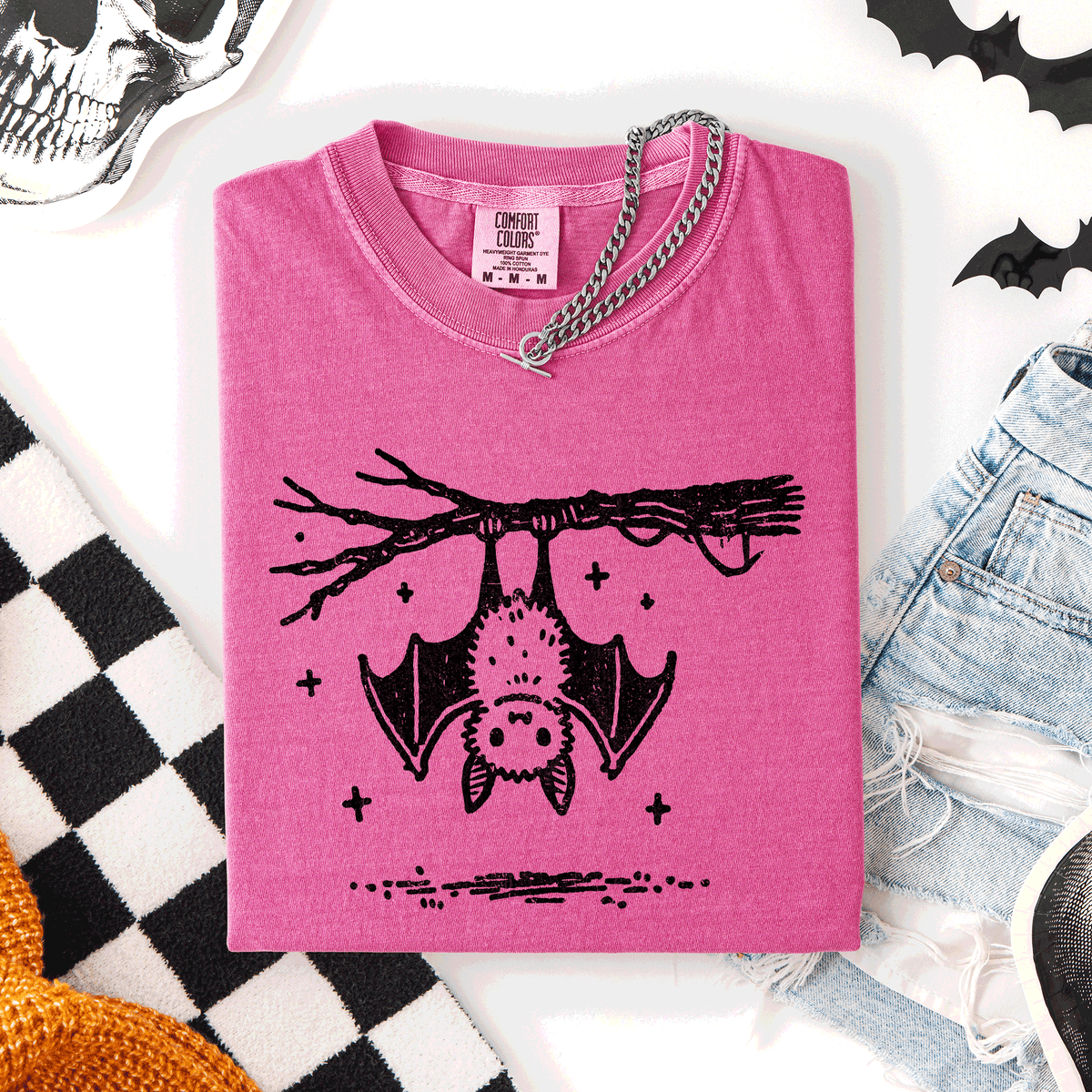 Cute Bat Halloween Nightfall Spooky Silhouette Adorable Creature Comfort Colors Tee Refinery No. 1