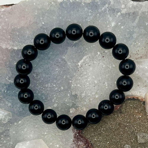 Black Agate Crystal Beaded Bracelet, Grounding Stone Crystal Destiny