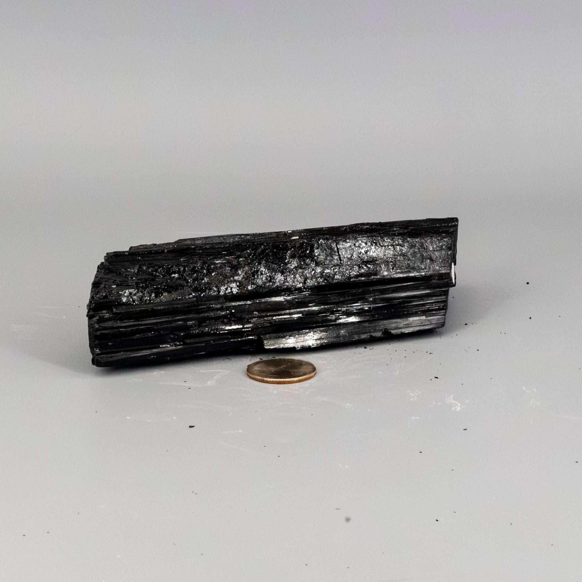 Black Tourmaline Crystal Raw Hunk Elongated Specimen Crystal Destiny