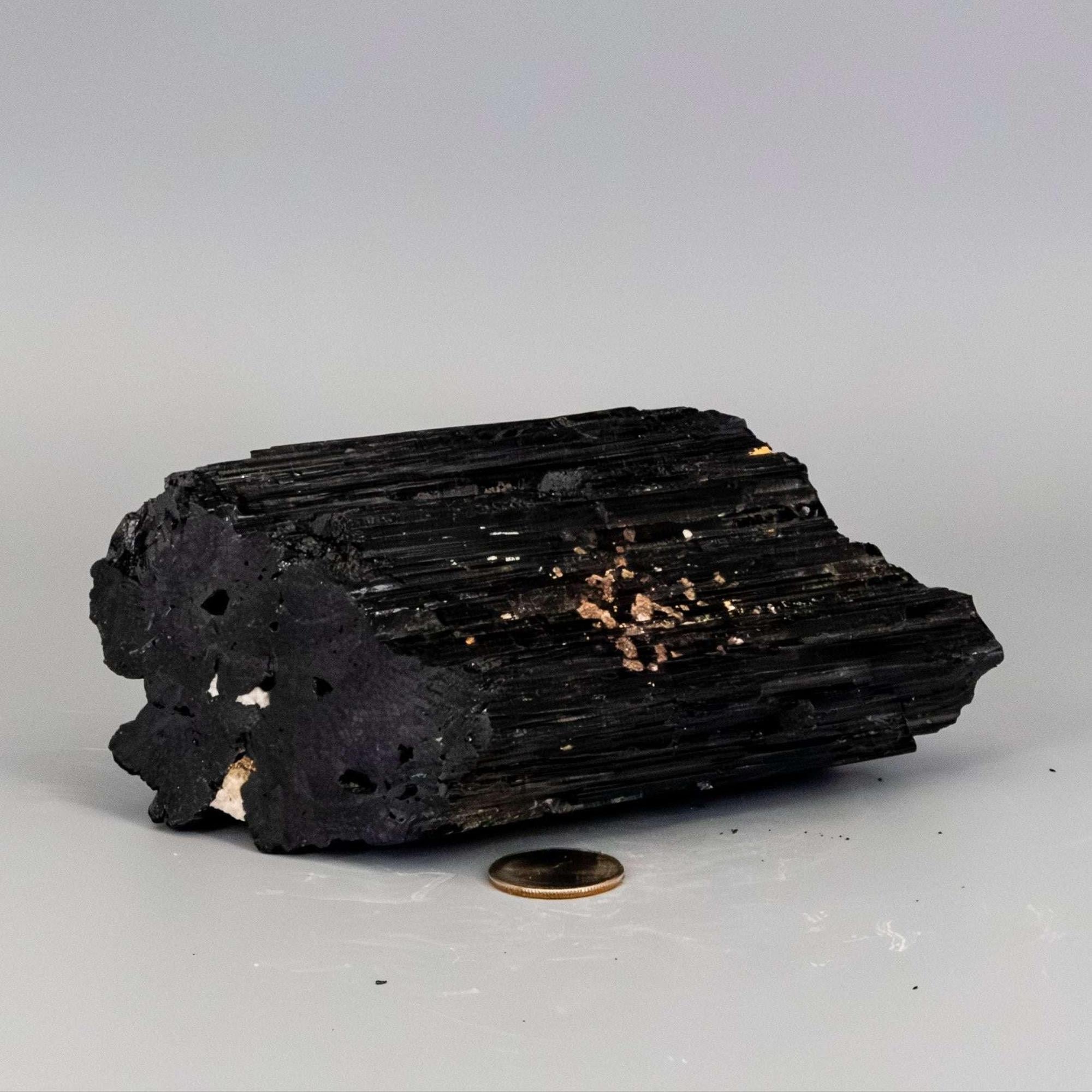 Black Tourmaline Crystal Raw Hunk with Quartz Veins Crystal Destiny