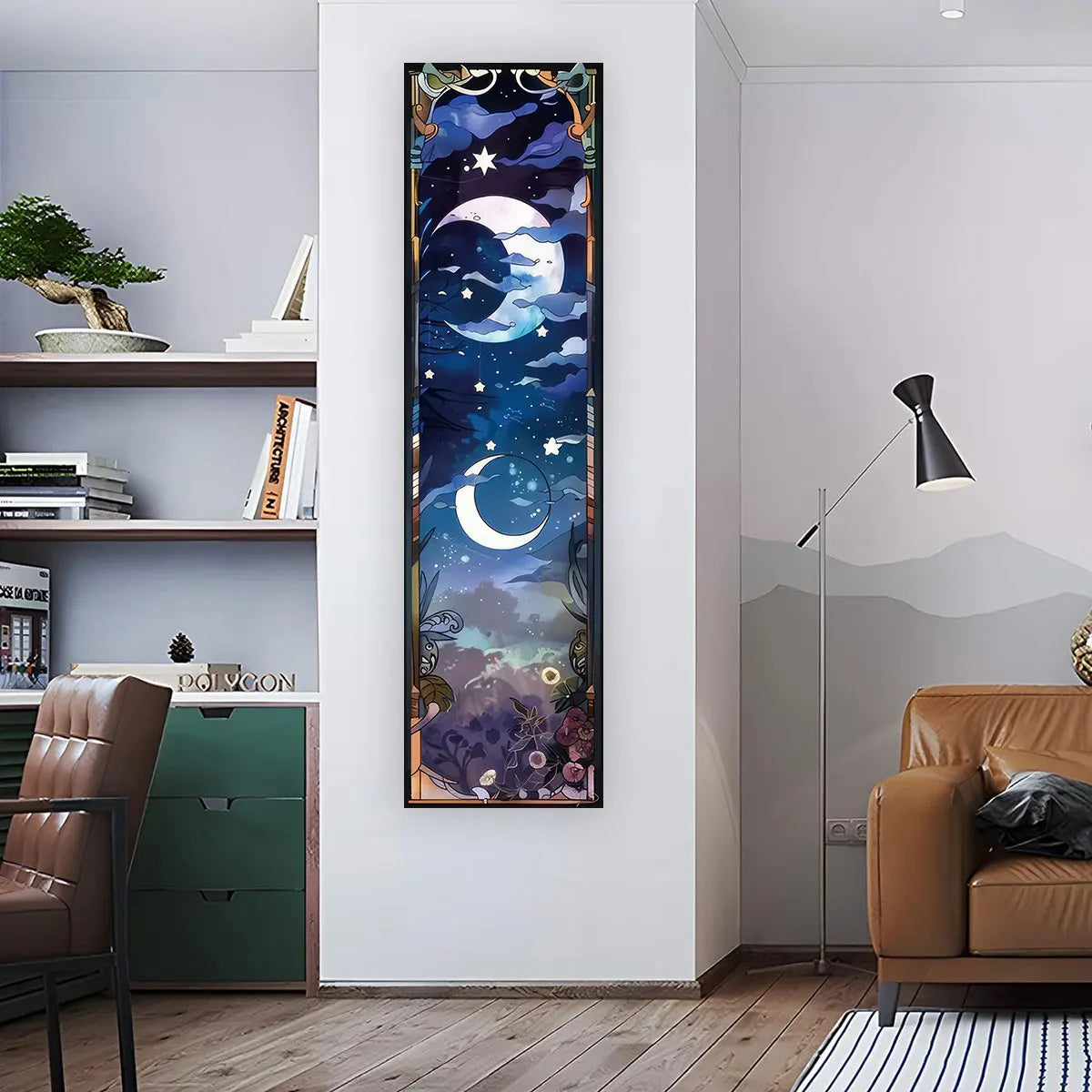 Witchy Sun & Moon Banner Tapestry Green Witch Creations