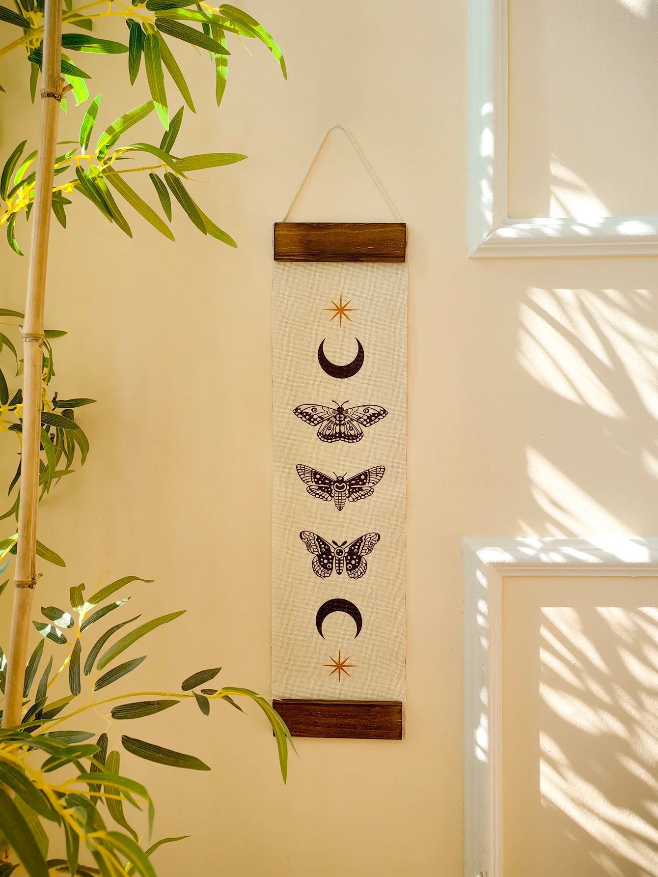 Butterfly & Moon Phase Banner Tapestry Green Witch Creations