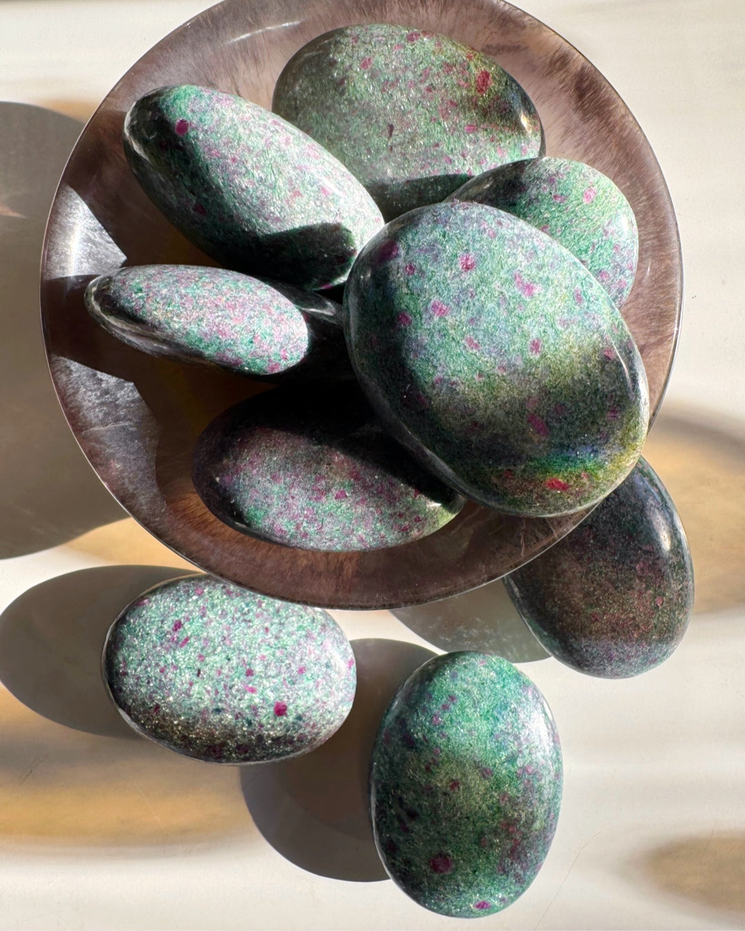 Ruby in Fuchsite with Blue Kyanite Palm Stones Baltic Mermaid
