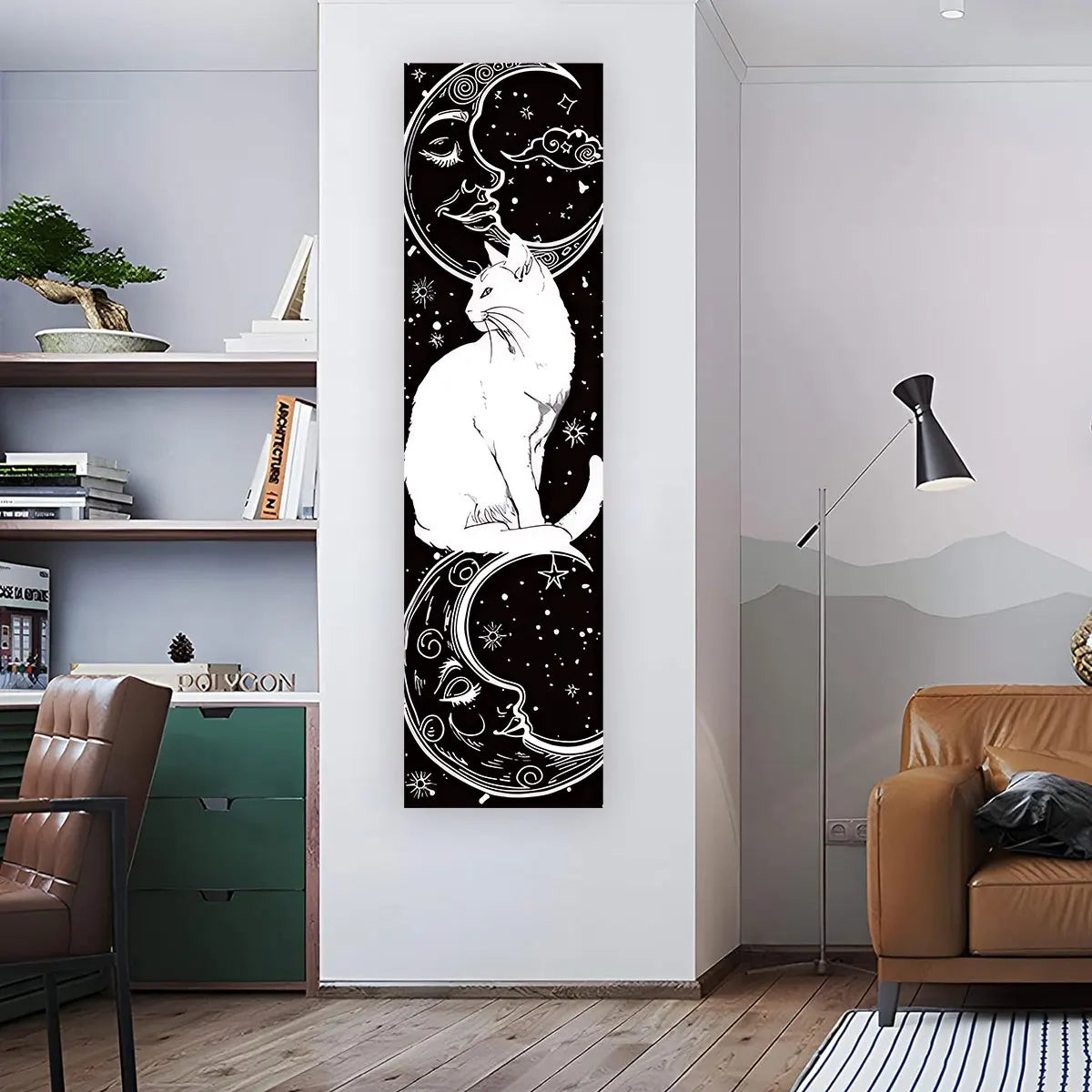 Witchy Sun & Moon Banner Tapestry Green Witch Creations