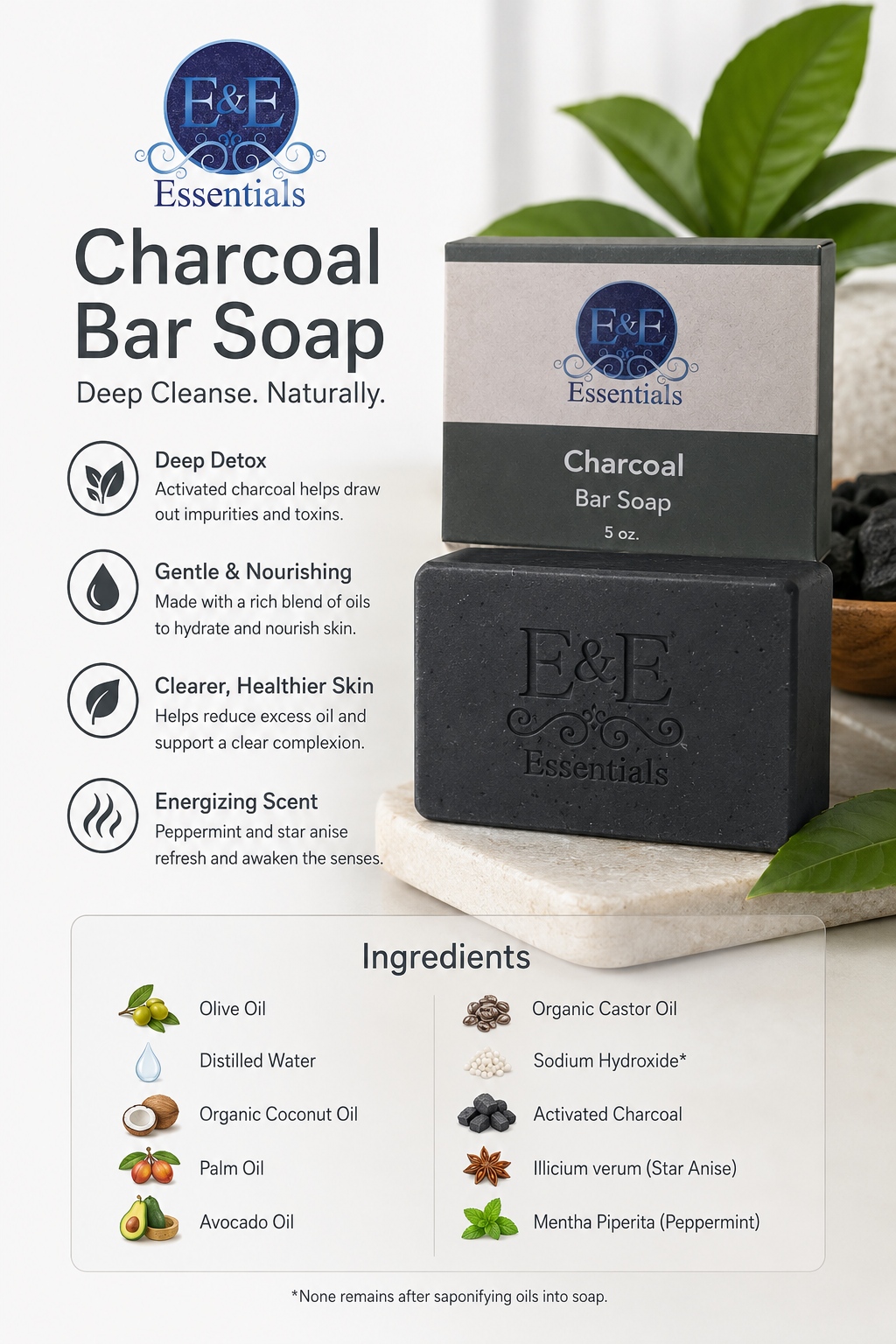 Charcoal Bar Soap E & E Essentials