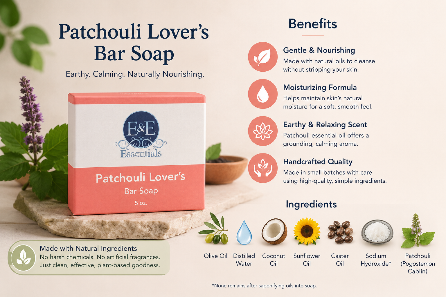 Patchouli Lover's Bar Soap E & E Essentials
