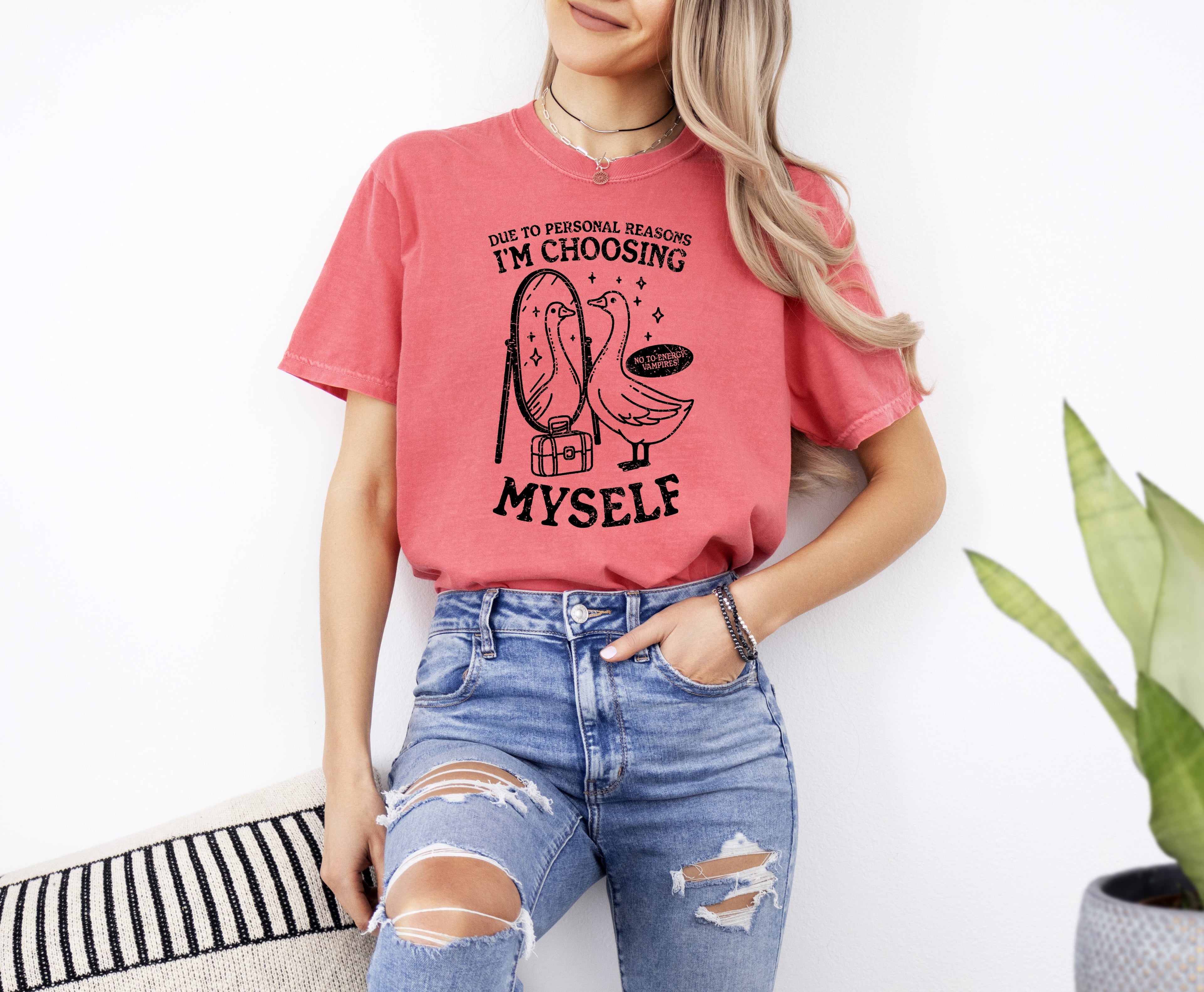 Choosing Myself, Good, Mental Health, Self Care, Funny, Aesthetic, Meme, Tshirt Comfort Colors T-Shirt Refinery No. 1