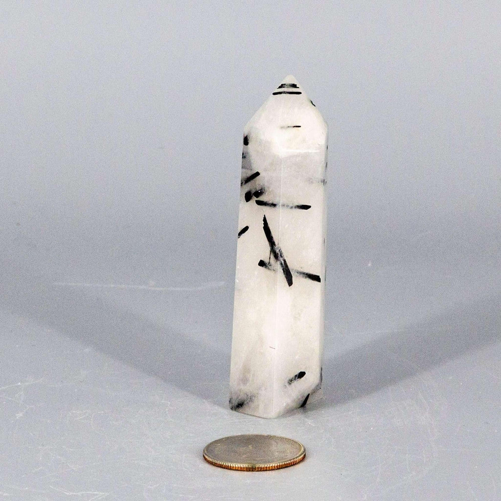 Clear Quartz Crystal Tower with Black Tourmaline Stone Crystal Destiny
