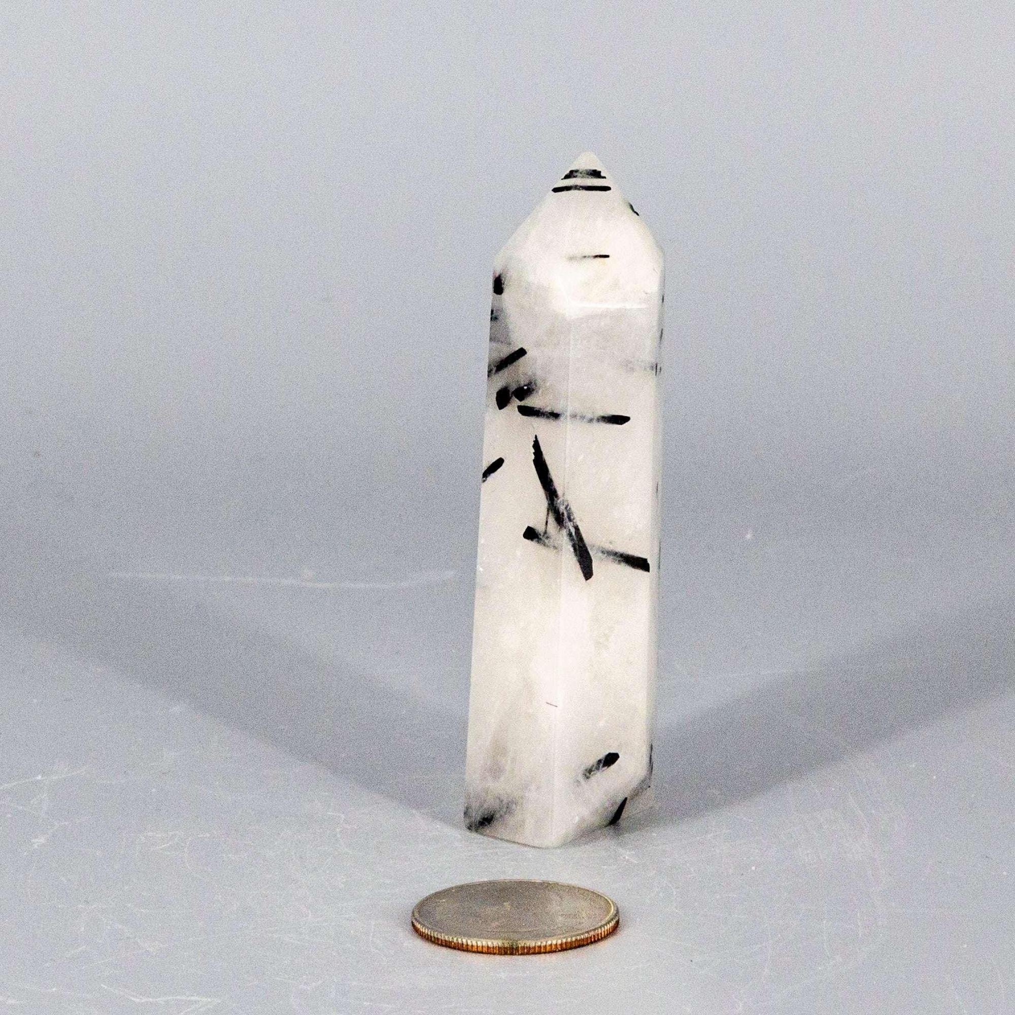 Clear Quartz Crystal Tower with Black Tourmaline Stone Crystal Destiny