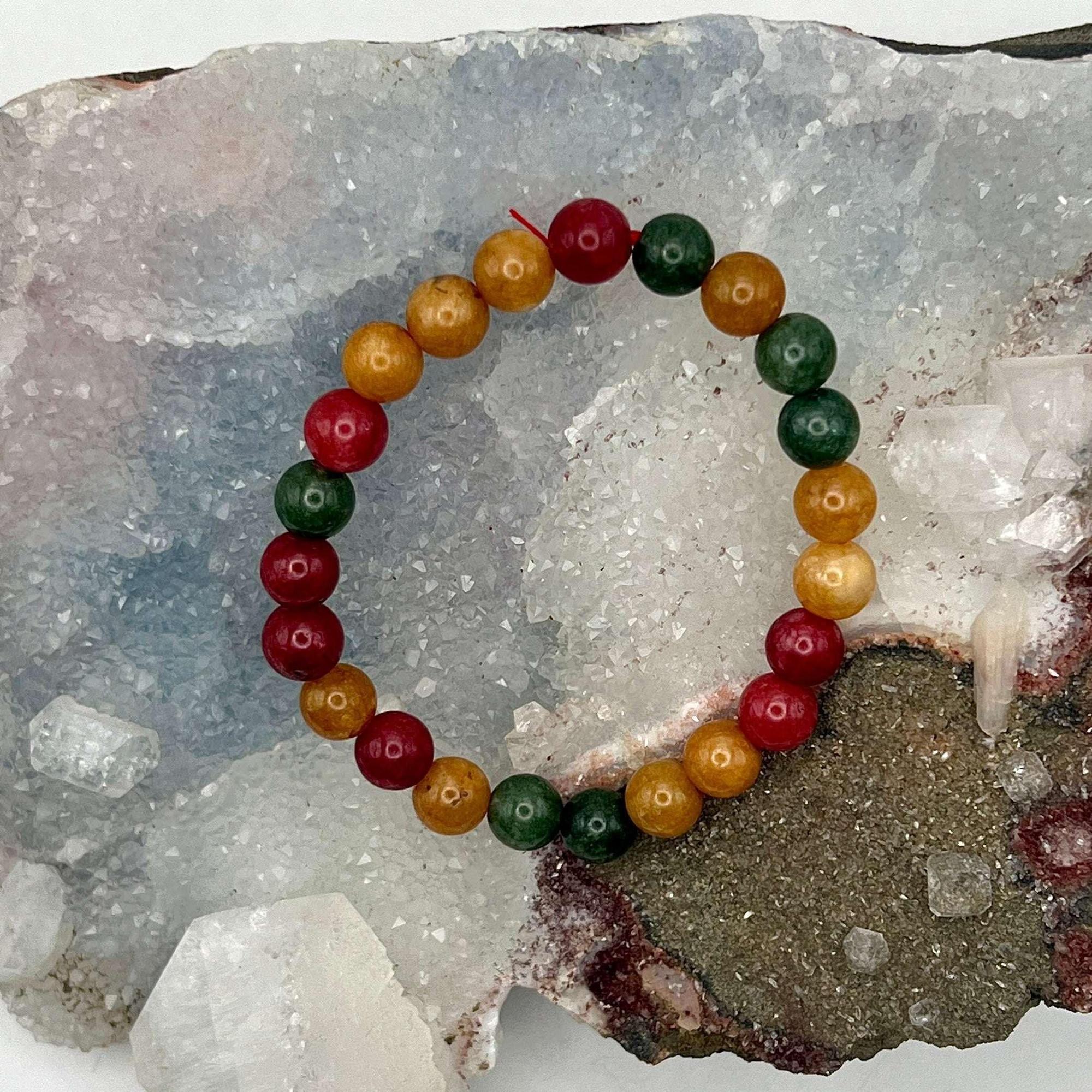 Colorful Agate Crystal Beaded Bracelet Root Chakra Crystal Destiny