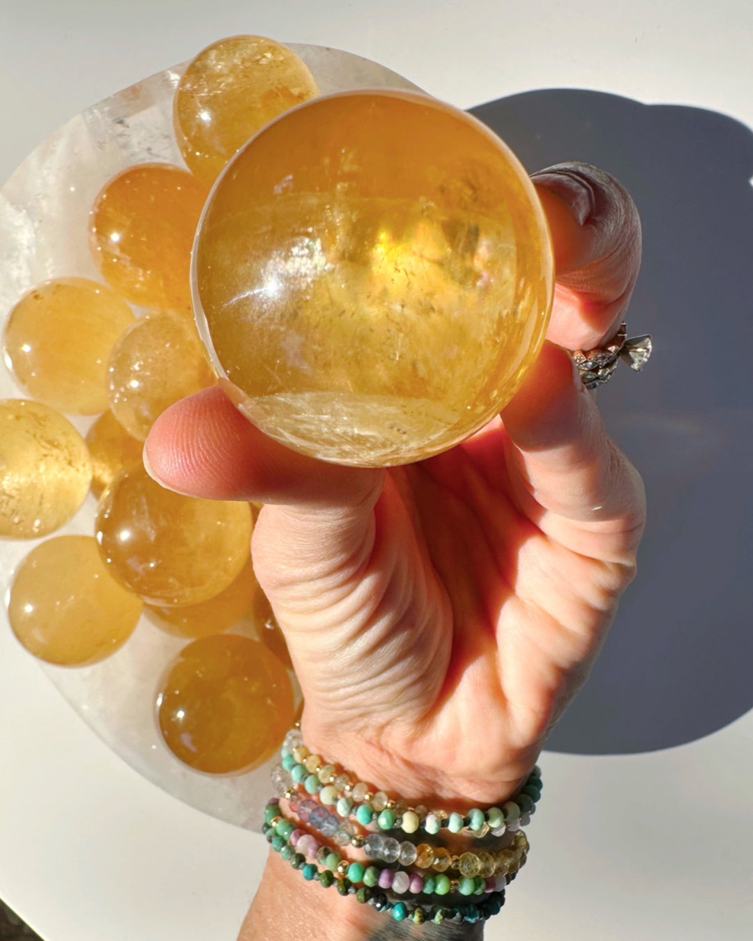 Honey Optic Calcite Spheres - AAA Baltic Mermaid