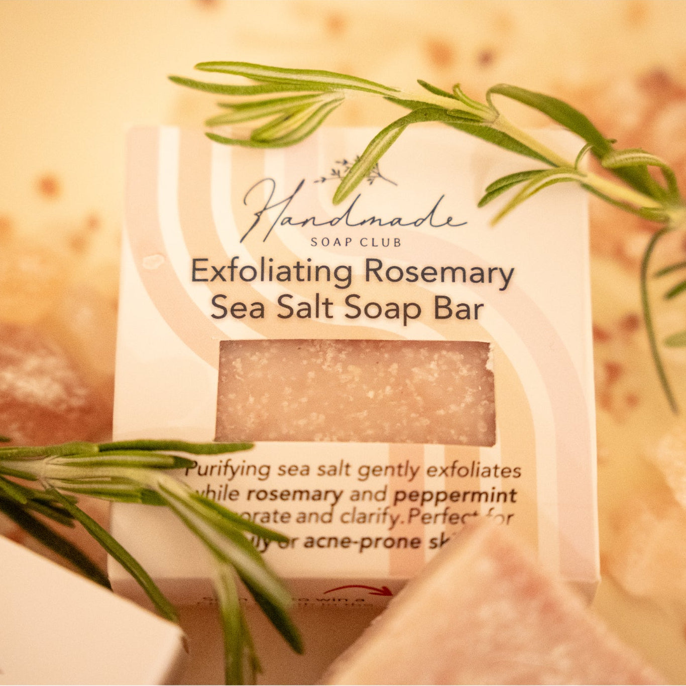 Exfoliating Rosemary Sea Salt Soap Bar Handmade Soap Club