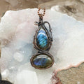 Dual Labradorite Crystal Wire Wrap Pendant Necklace Crystal Destiny