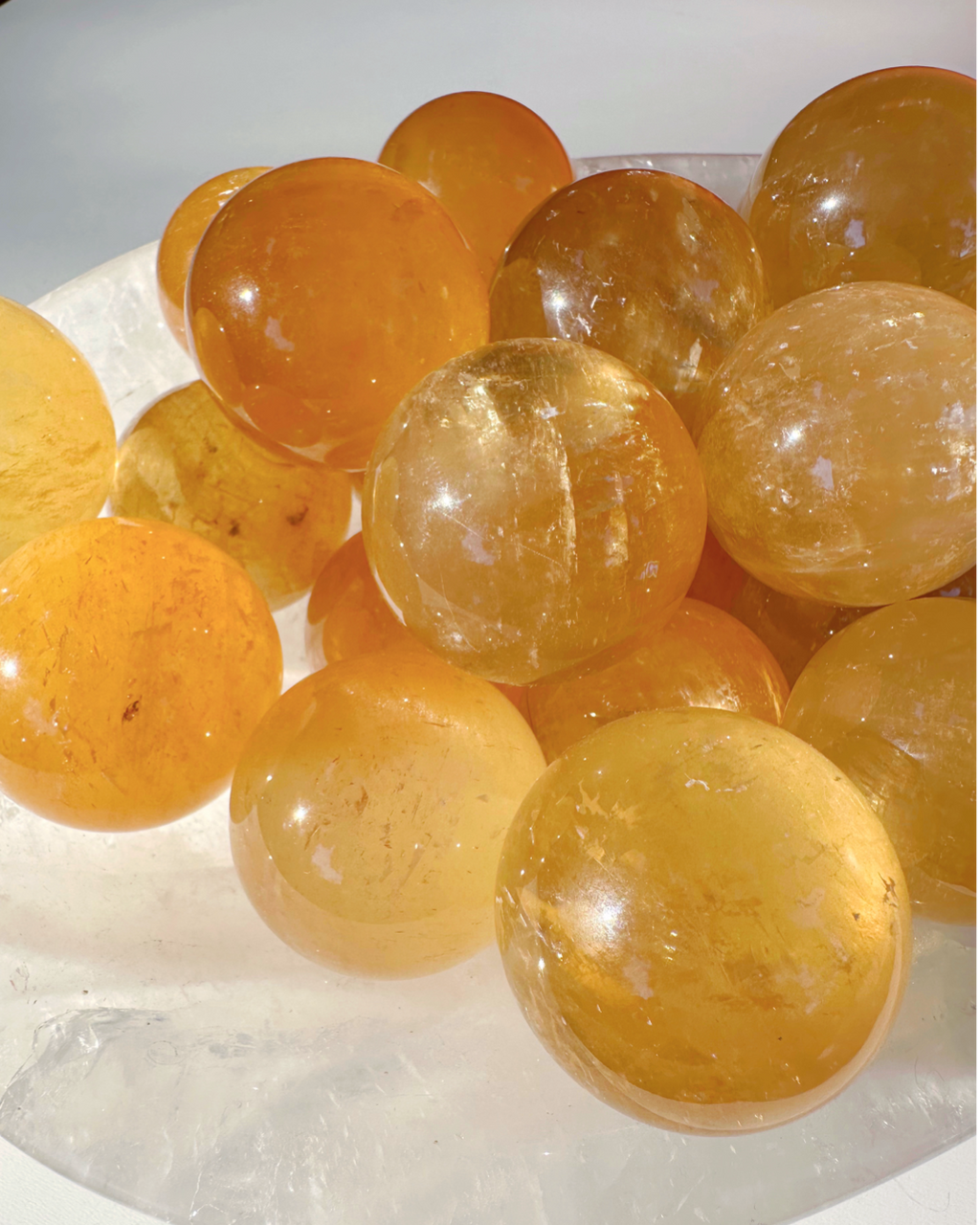 Honey Optic Calcite Spheres - AAA Baltic Mermaid