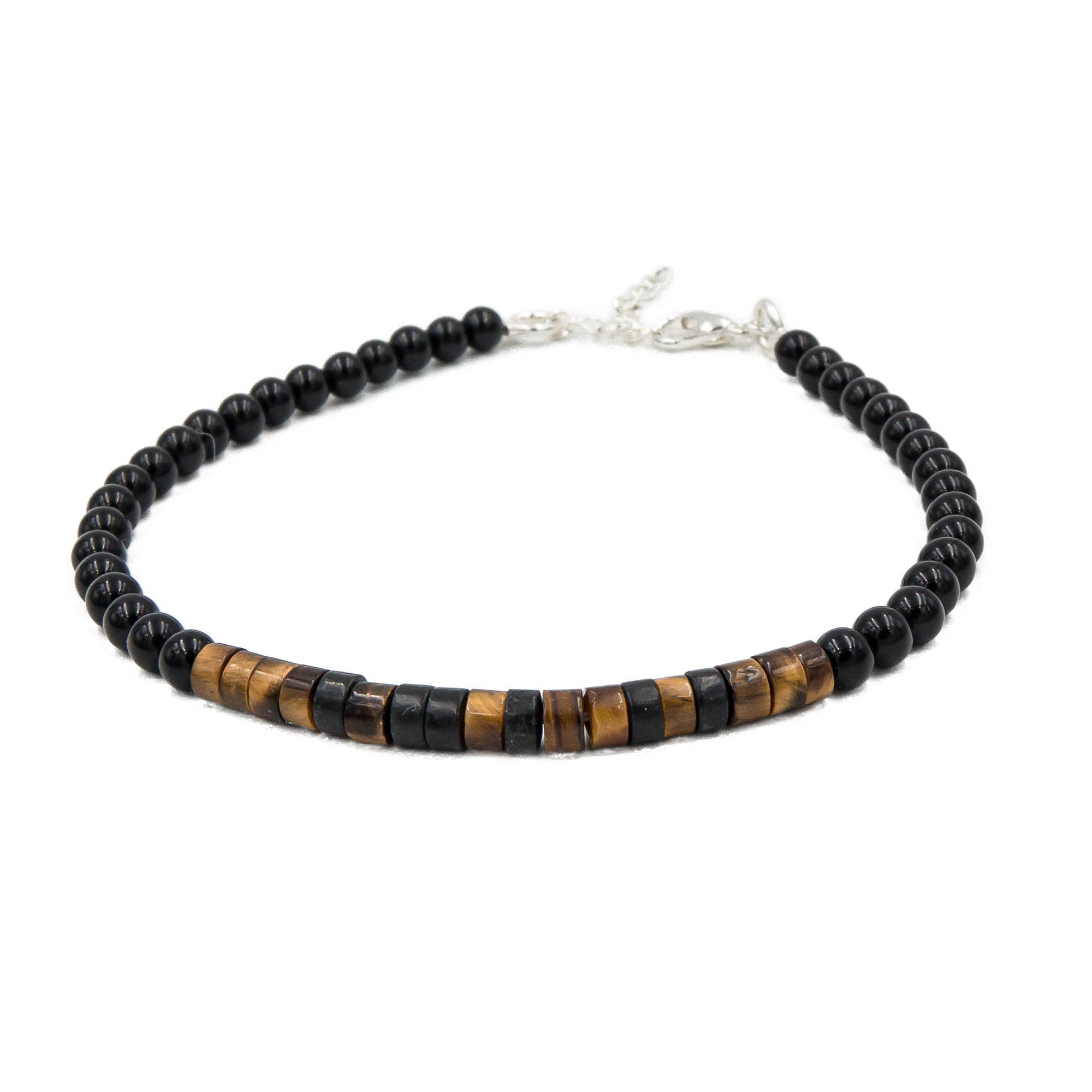 Strength Morse Code Bracelet In Tiger Eye & Onyx Earth Song Jewelry