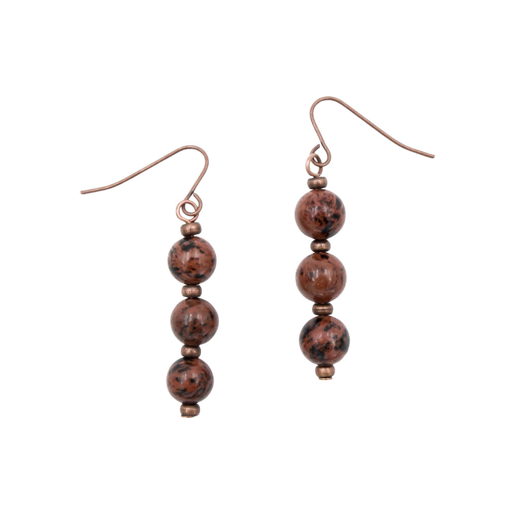 Stacked Mahogany Obsidian Earrings Earth Song Jewelry