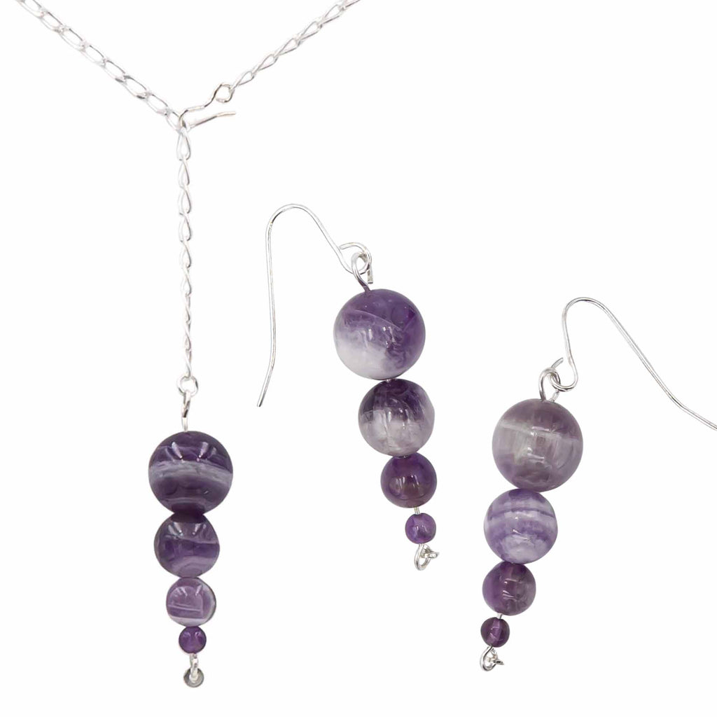 Amethyst Pendulums ~ Necklace & Earrings Set Earth Song Jewelry