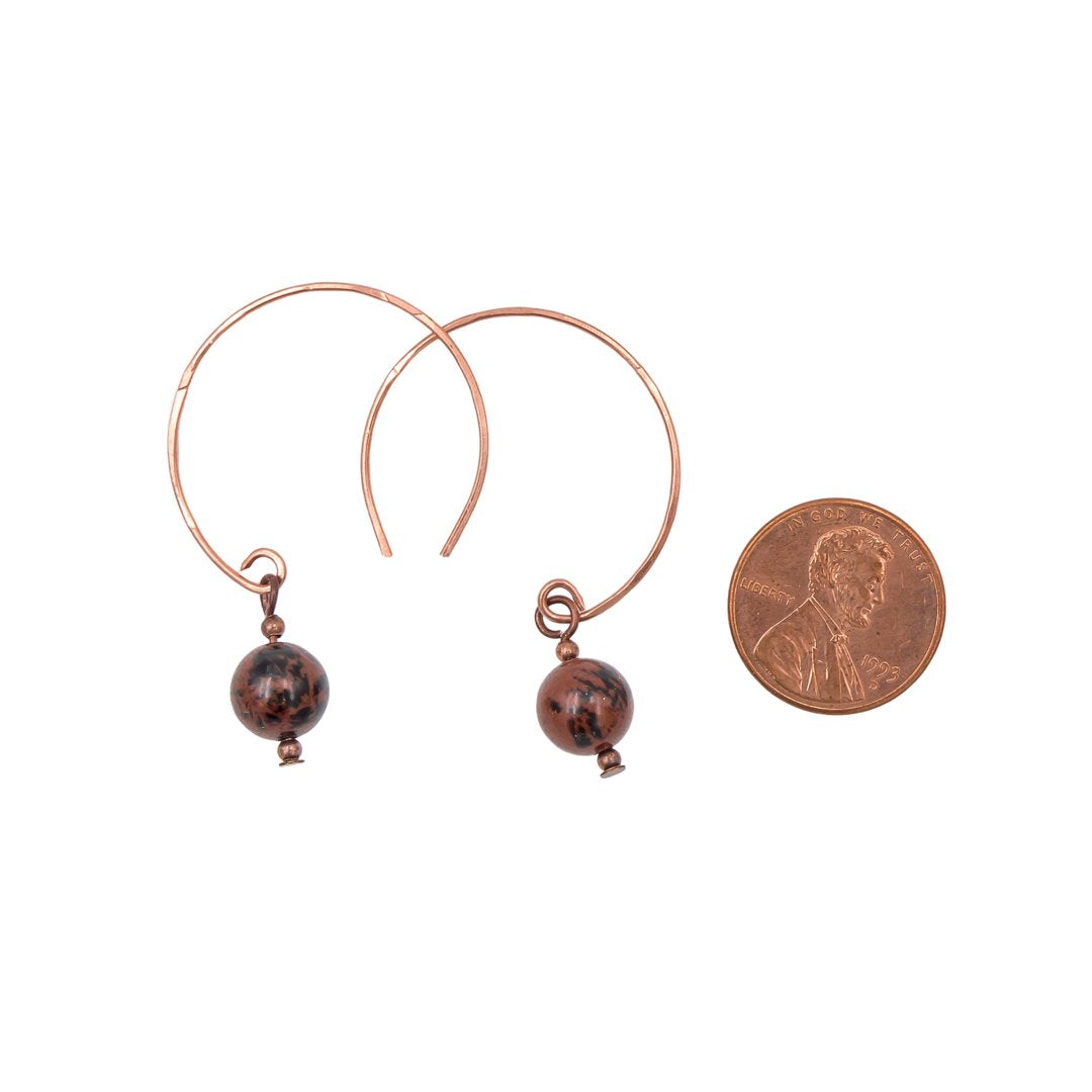 Mahogany Obsidian Hoop Curved Earrings Earth Song Jewelry