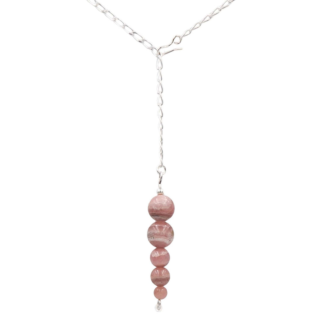 Rhodochrosite Pendulum Lariat Necklace Earth Song Jewelry