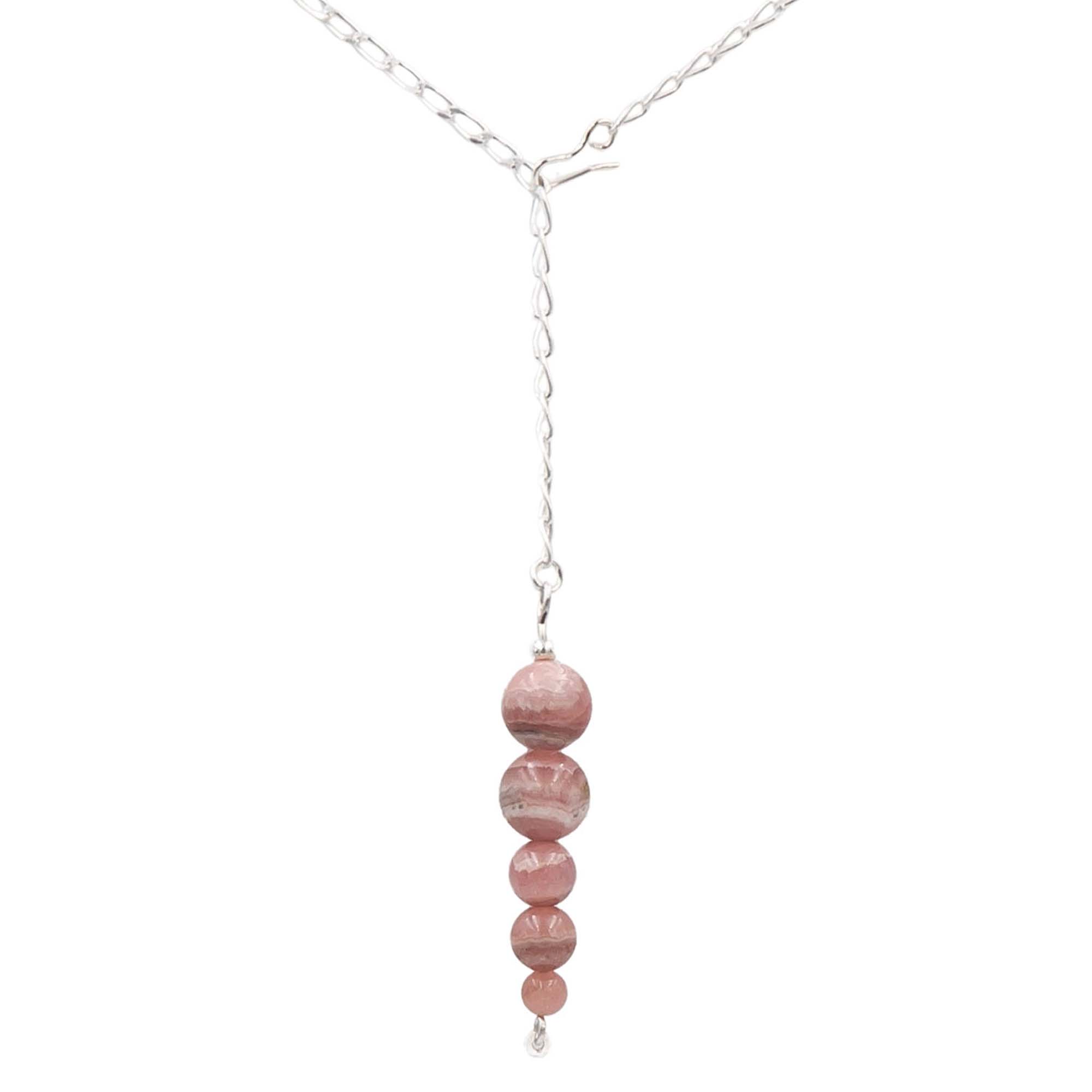 Rhodochrosite Pendulum Lariat Necklace Earth Song Jewelry