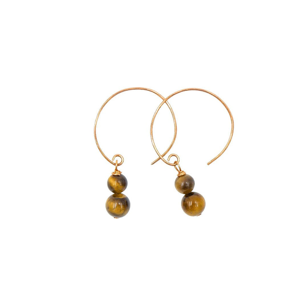 Tiger Eye Hoop Curved Earrings Earth Song Jewelry