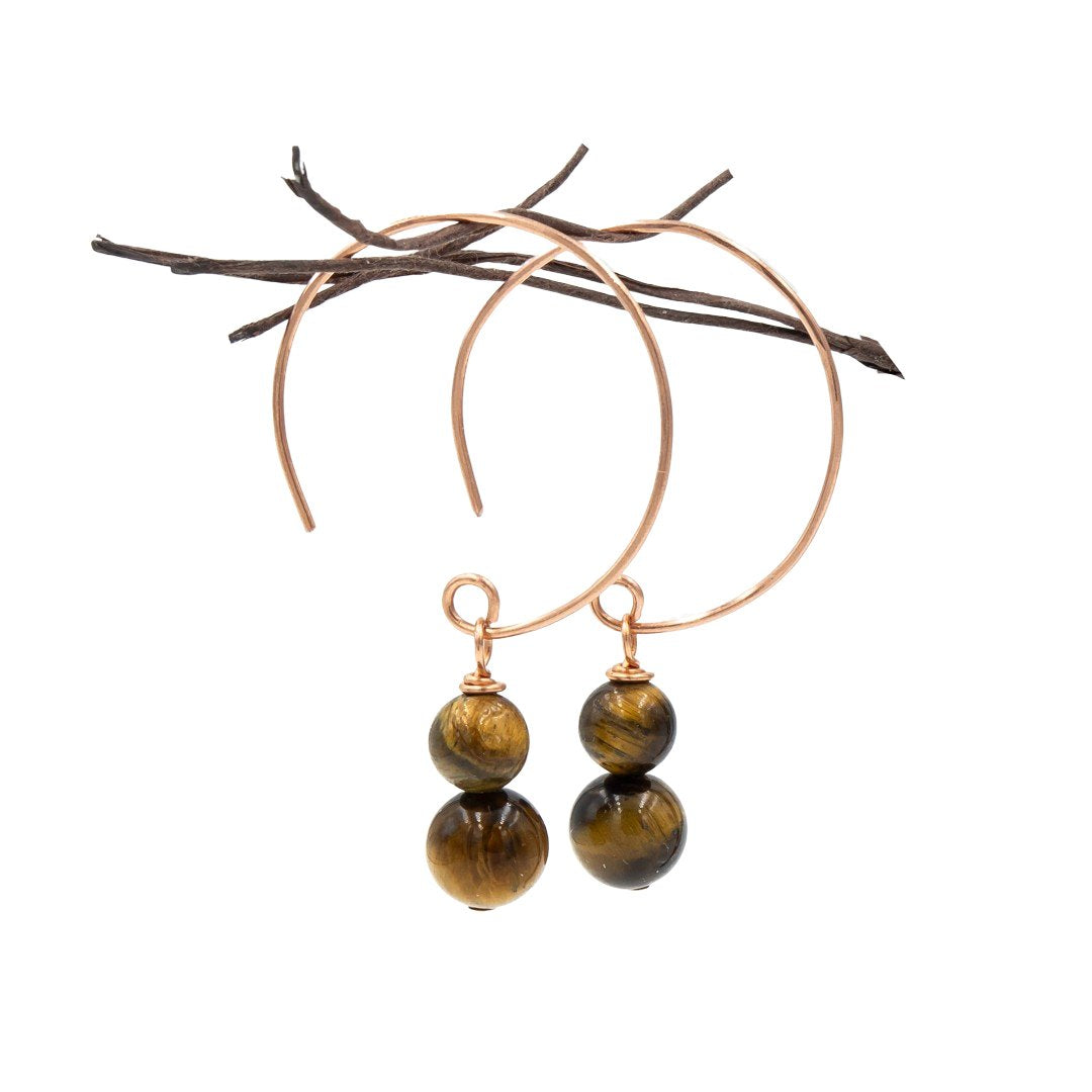 Tiger Eye Hoop Curved Earrings Earth Song Jewelry