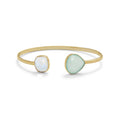 Gold Rainbow Moonstone & Green Chalcedony Cuff Earth Song Jewelry