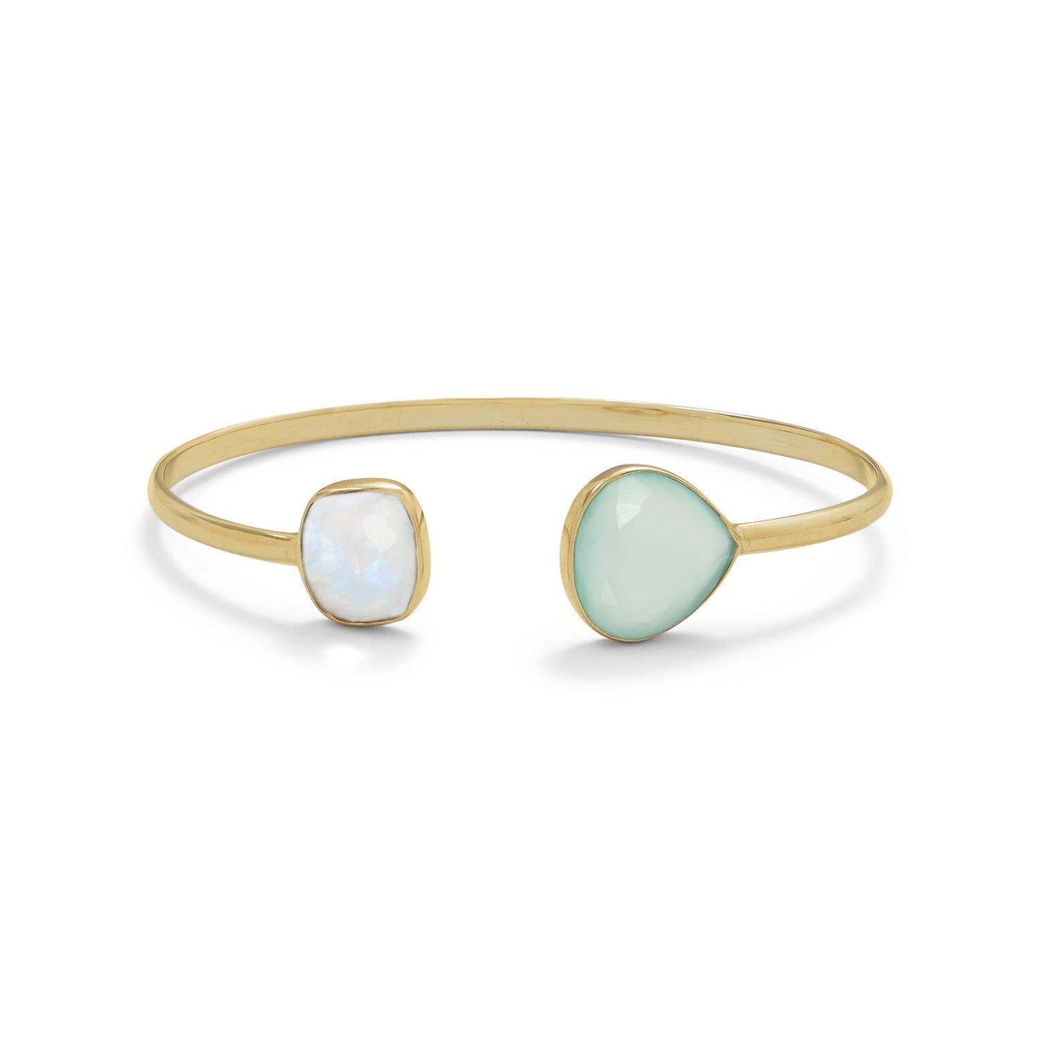 Gold Rainbow Moonstone & Green Chalcedony Cuff Earth Song Jewelry