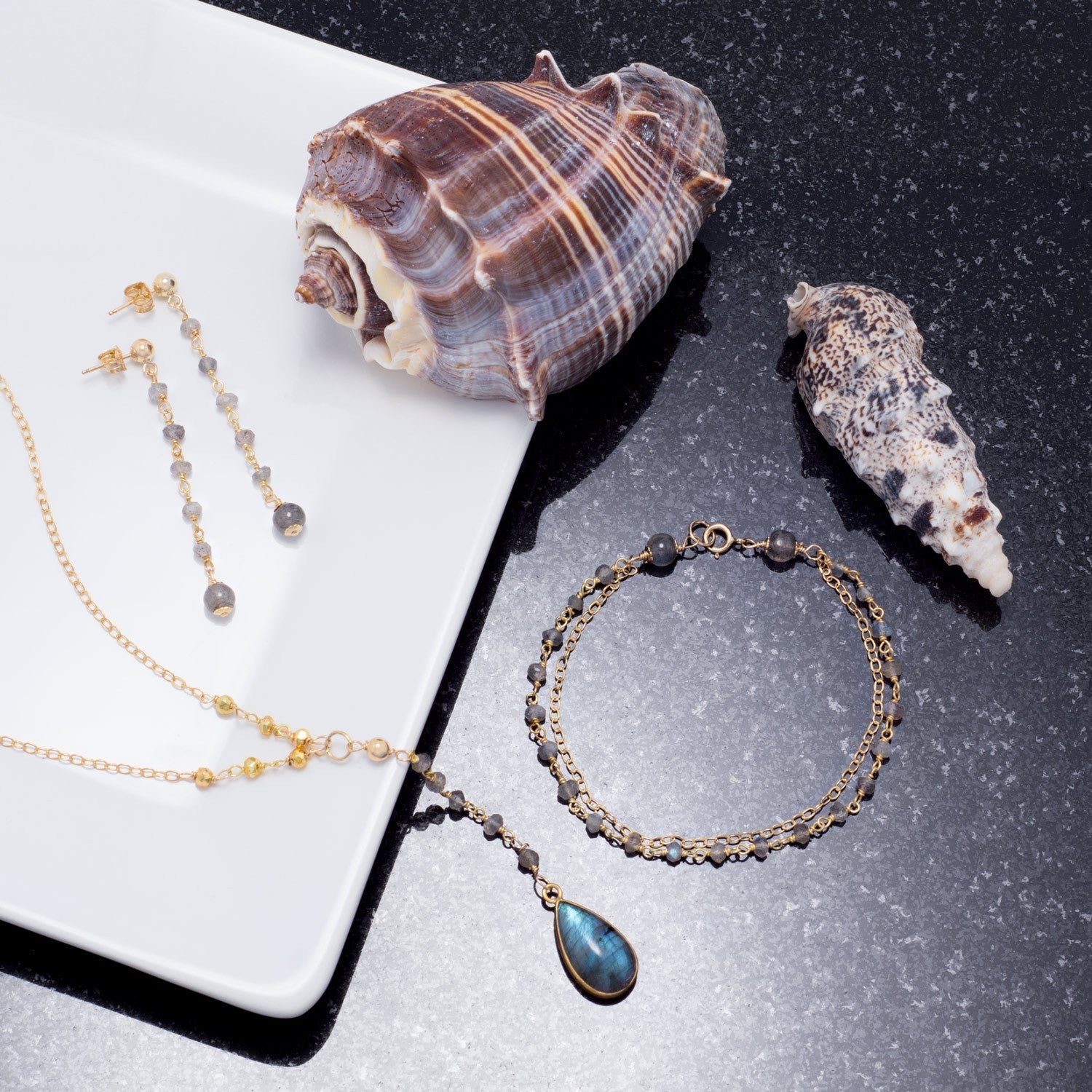 Gold Labradorite Y-style Necklace Earth Song Jewelry