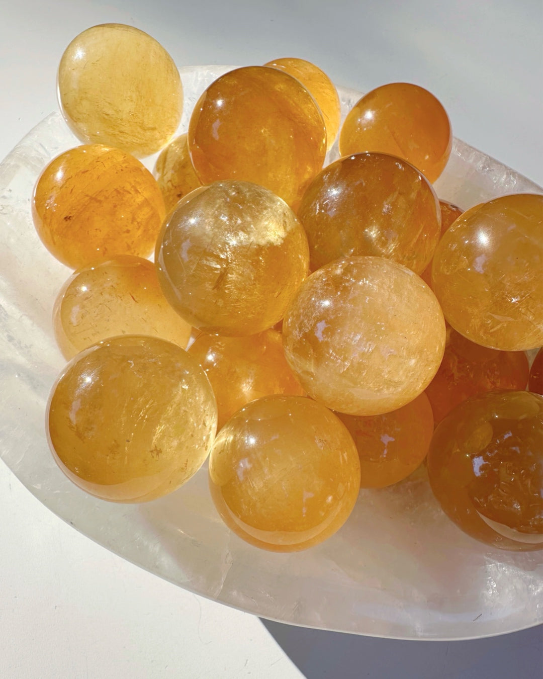 Honey Optic Calcite Spheres - AAA Baltic Mermaid