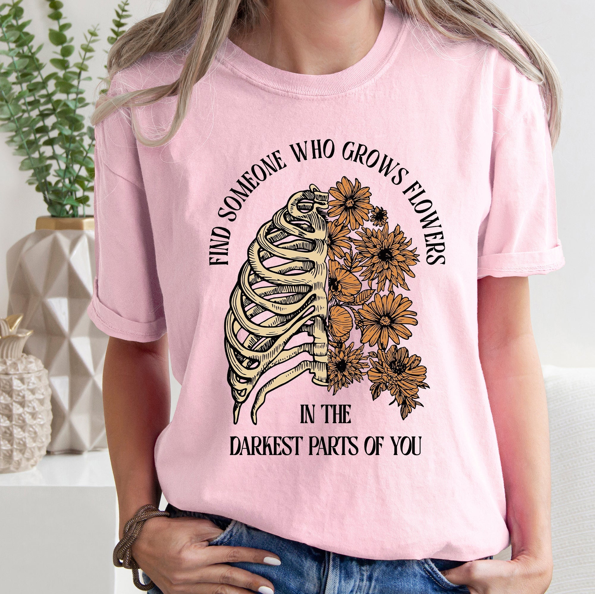 Find Someone Who Grows Flowers, Skeleton, Cowgirl, Tshirt Comfort Colors T-Shirt Refinery No. 1