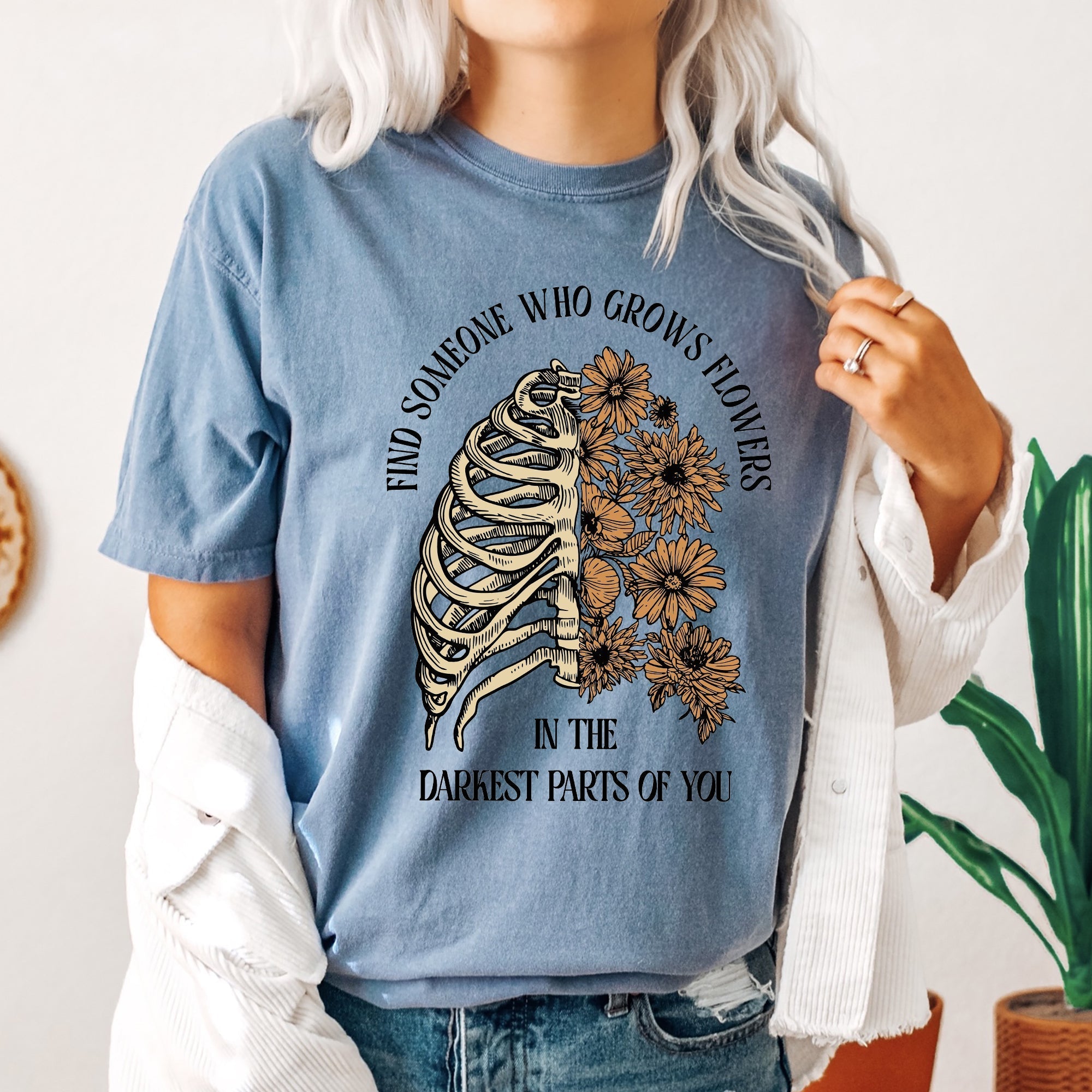 Find Someone Who Grows Flowers, Skeleton, Cowgirl, Tshirt Comfort Colors T-Shirt Refinery No. 1