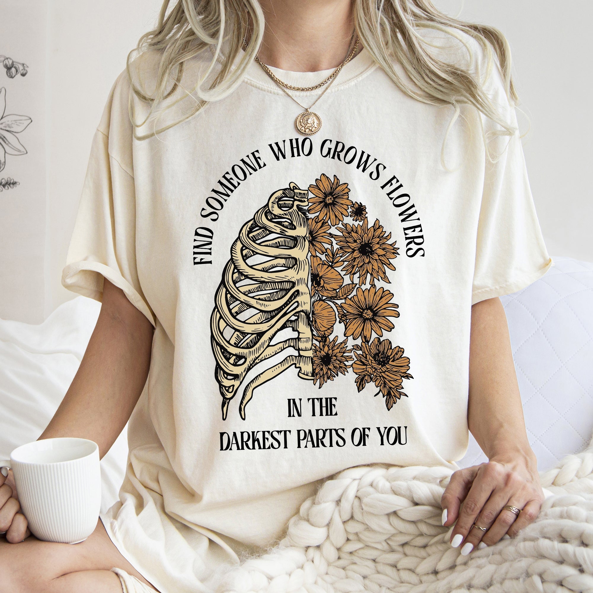 Find Someone Who Grows Flowers, Skeleton, Cowgirl, Tshirt Comfort Colors T-Shirt Refinery No. 1