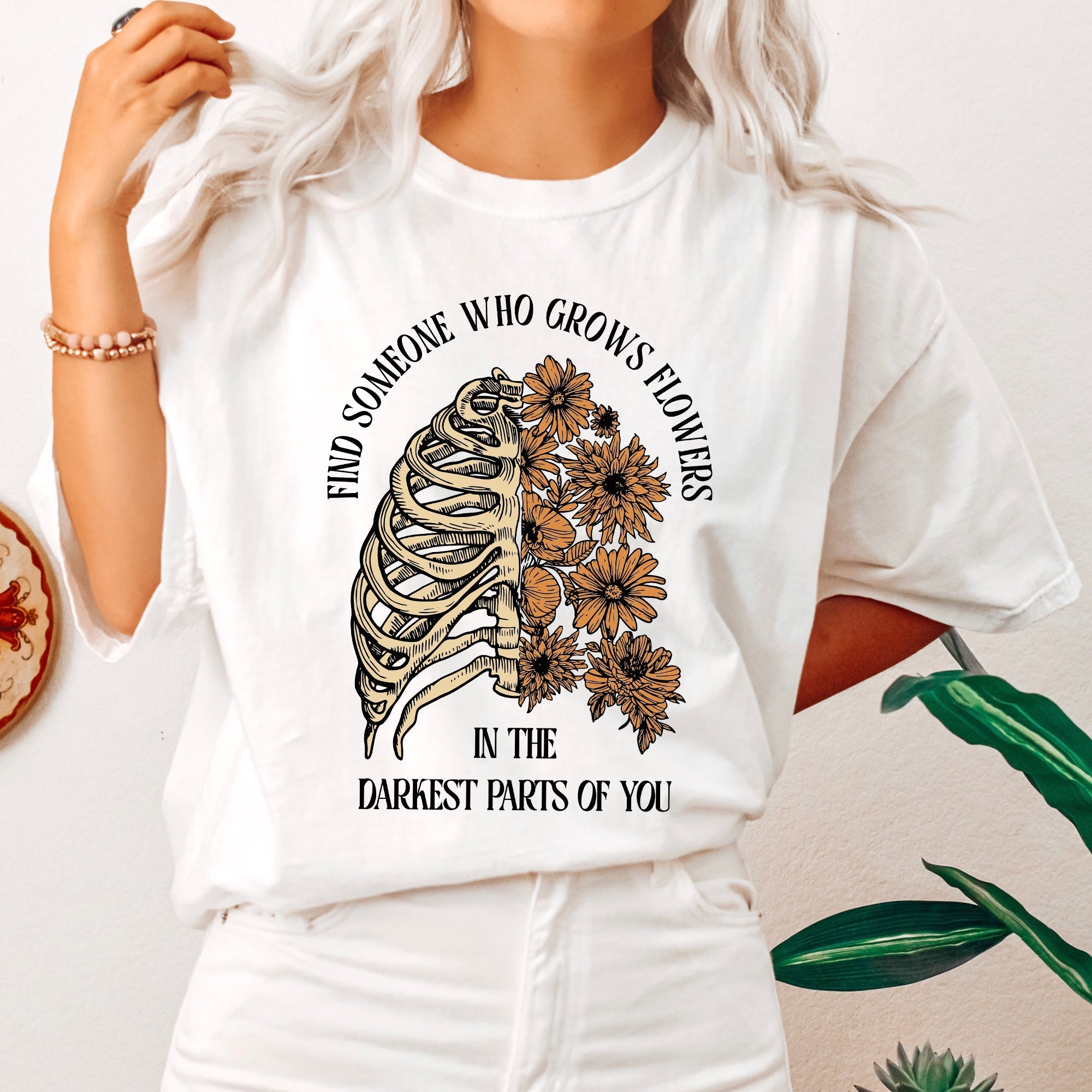 Find Someone Who Grows Flowers, Skeleton, Cowgirl, Tshirt Comfort Colors T-Shirt Refinery No. 1