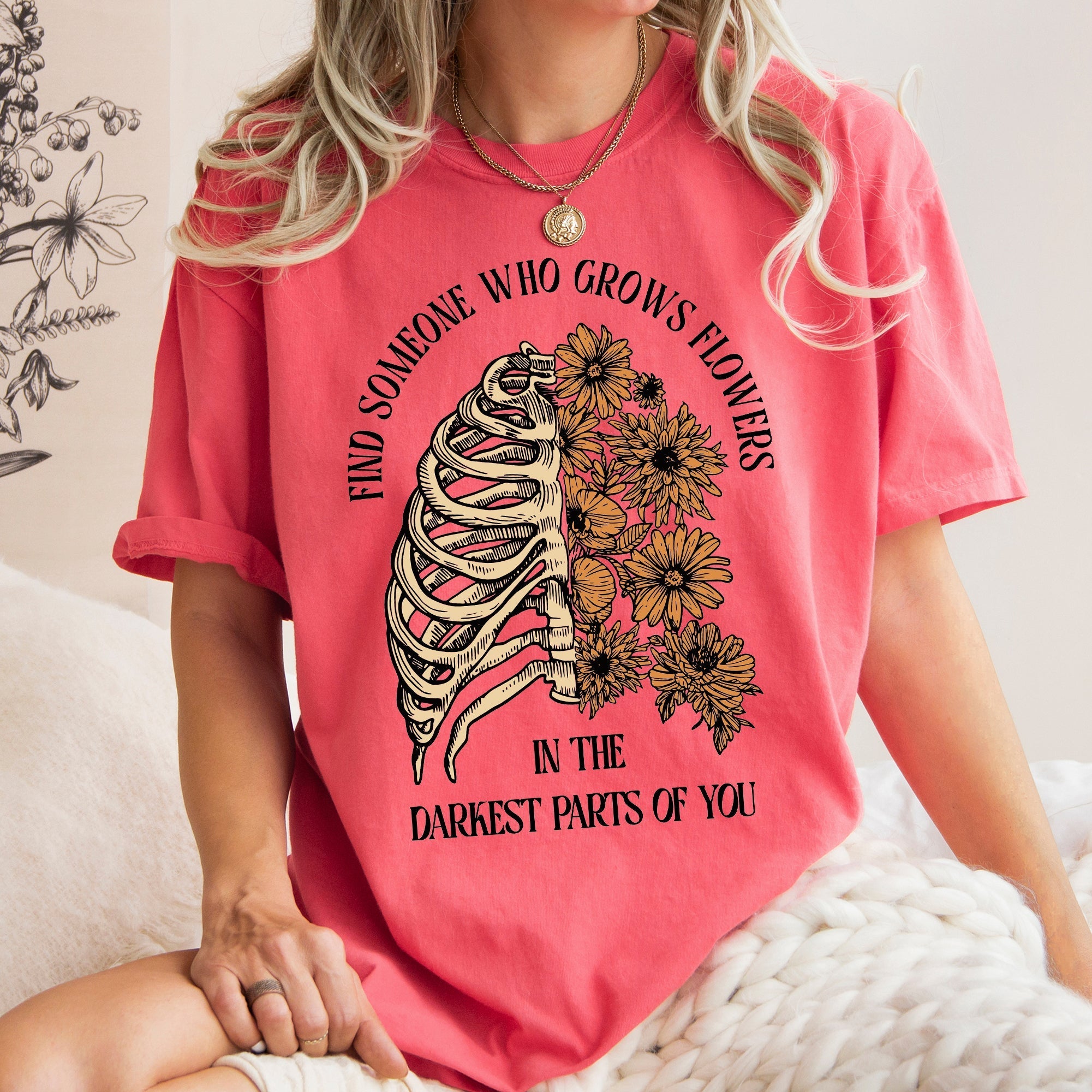 Find Someone Who Grows Flowers, Skeleton, Cowgirl, Tshirt Comfort Colors T-Shirt Refinery No. 1