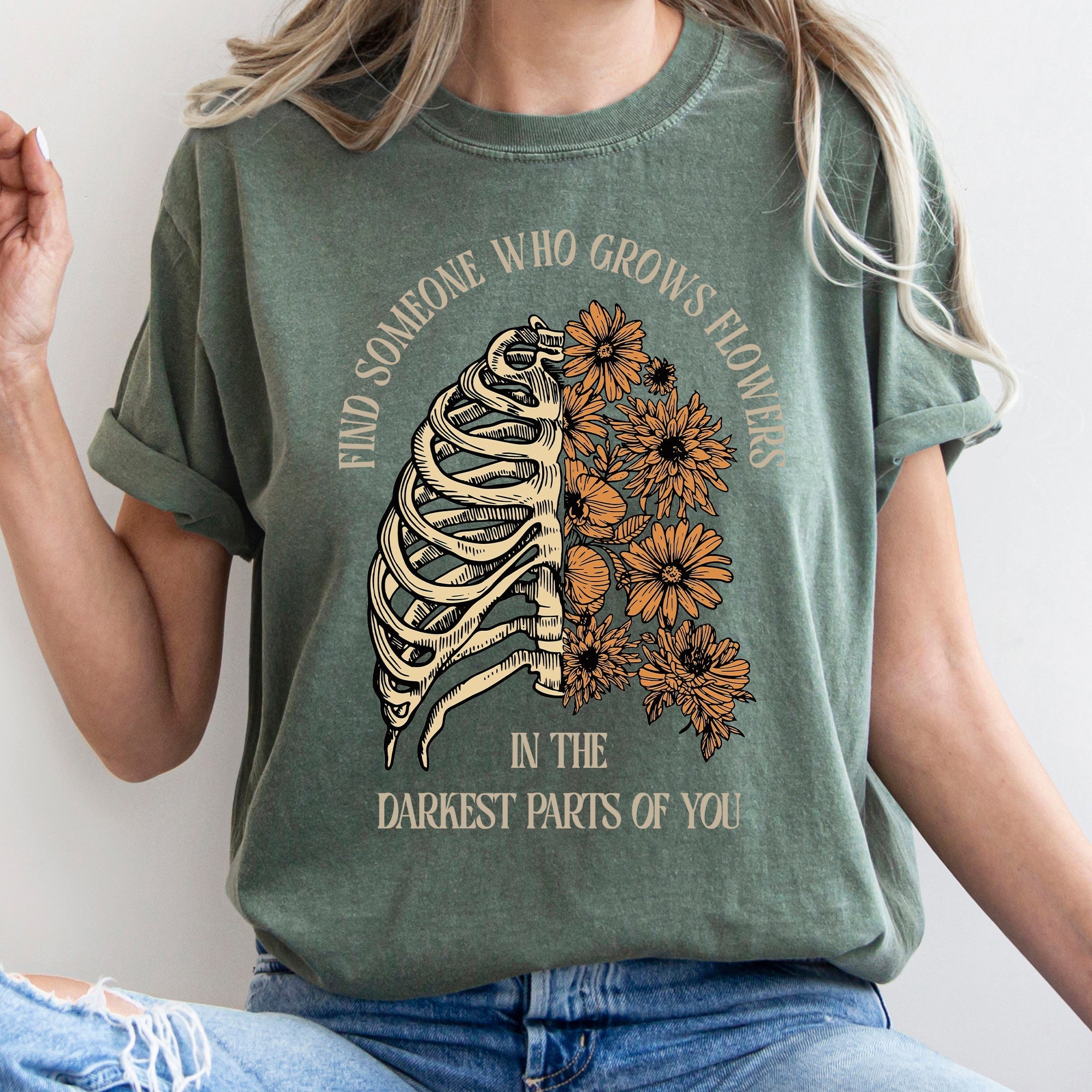 Find Someone Who Grows Flowers, Skeleton, Cowgirl, Tshirt Comfort Colors T-Shirt Refinery No. 1