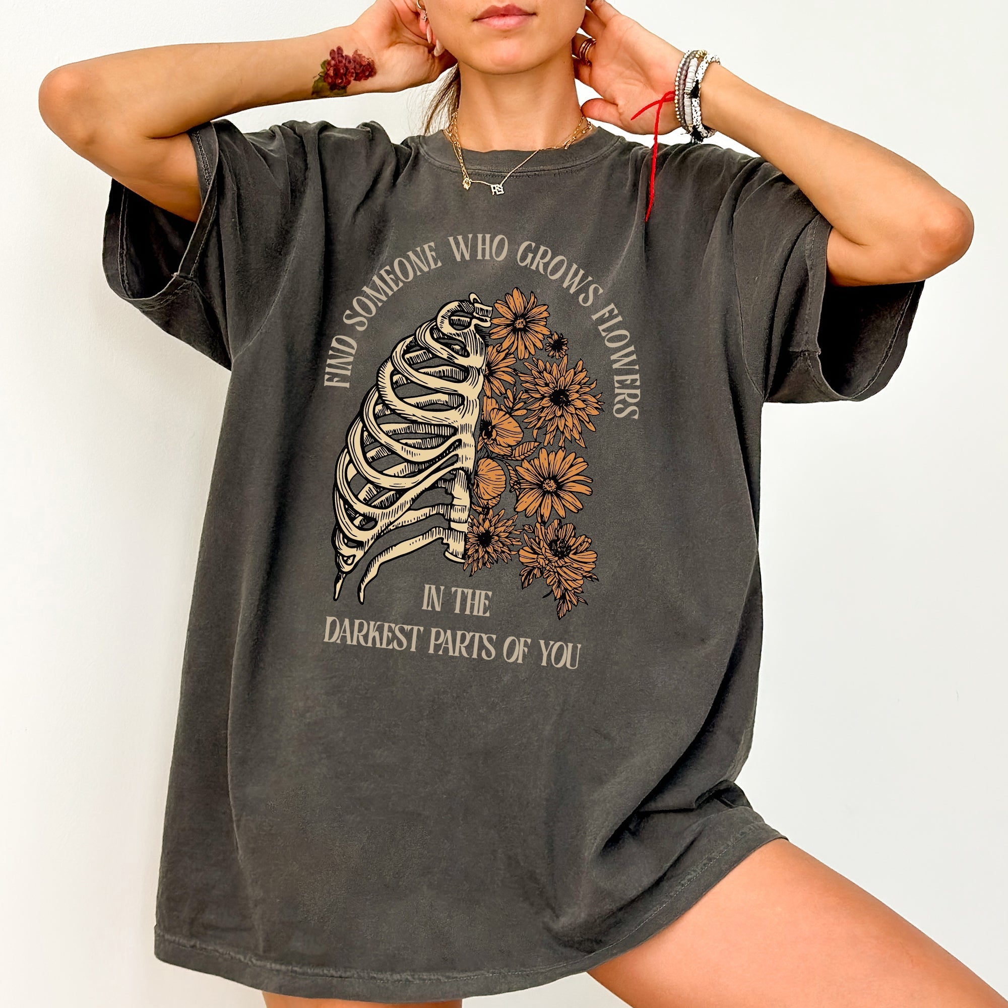 Find Someone Who Grows Flowers, Skeleton, Cowgirl, Tshirt Comfort Colors T-Shirt Refinery No. 1