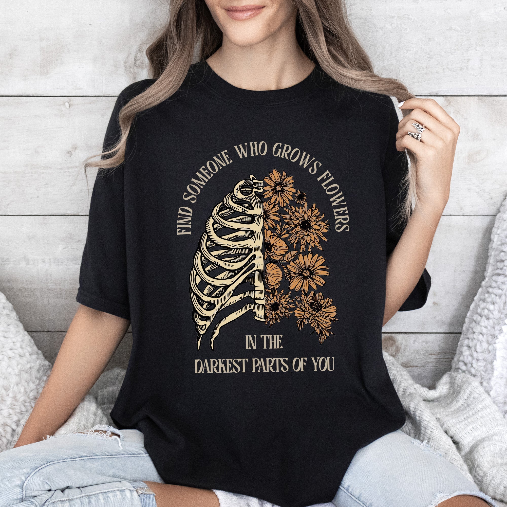 Find Someone Who Grows Flowers, Skeleton, Cowgirl, Tshirt Comfort Colors T-Shirt Refinery No. 1