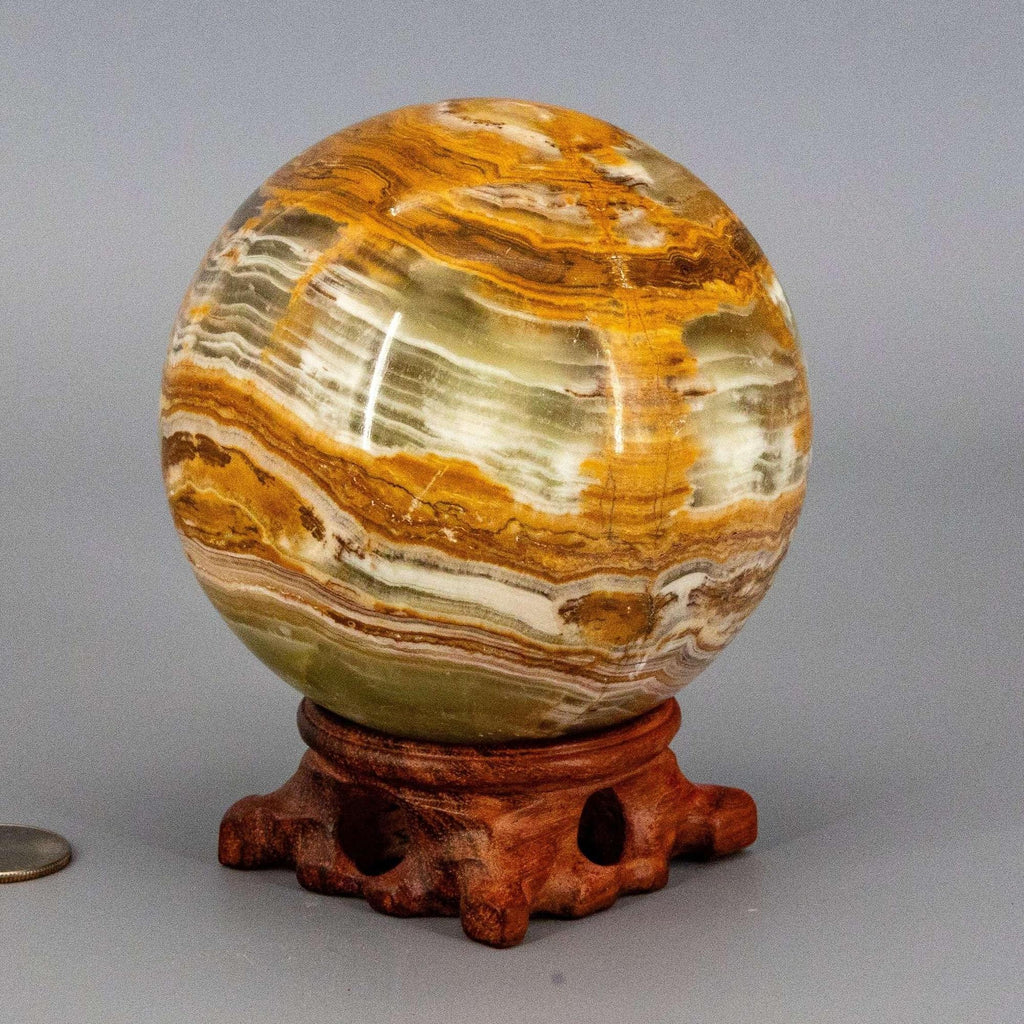 Green Onyx Crystal Sphere Polished Heart Chakra Strength Crystal Destiny