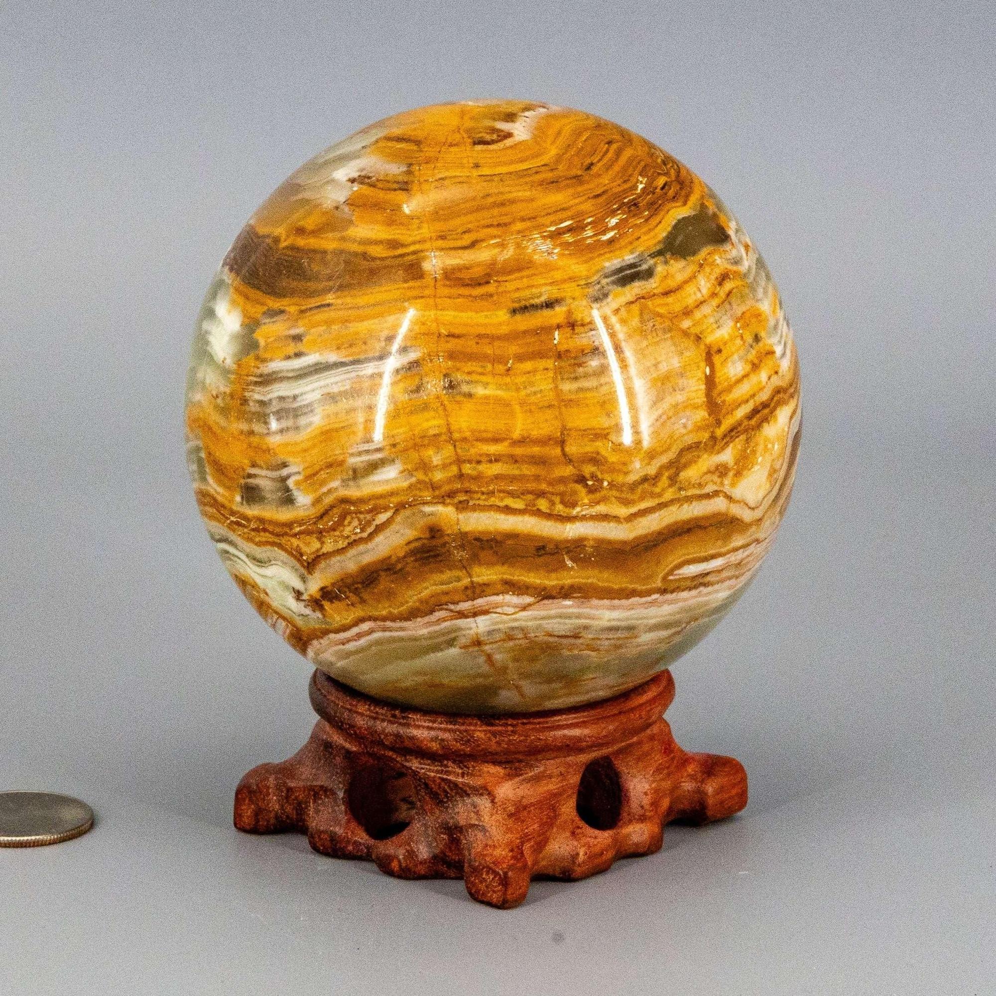 Green Onyx Crystal Sphere Polished Heart Chakra Strength Crystal Destiny