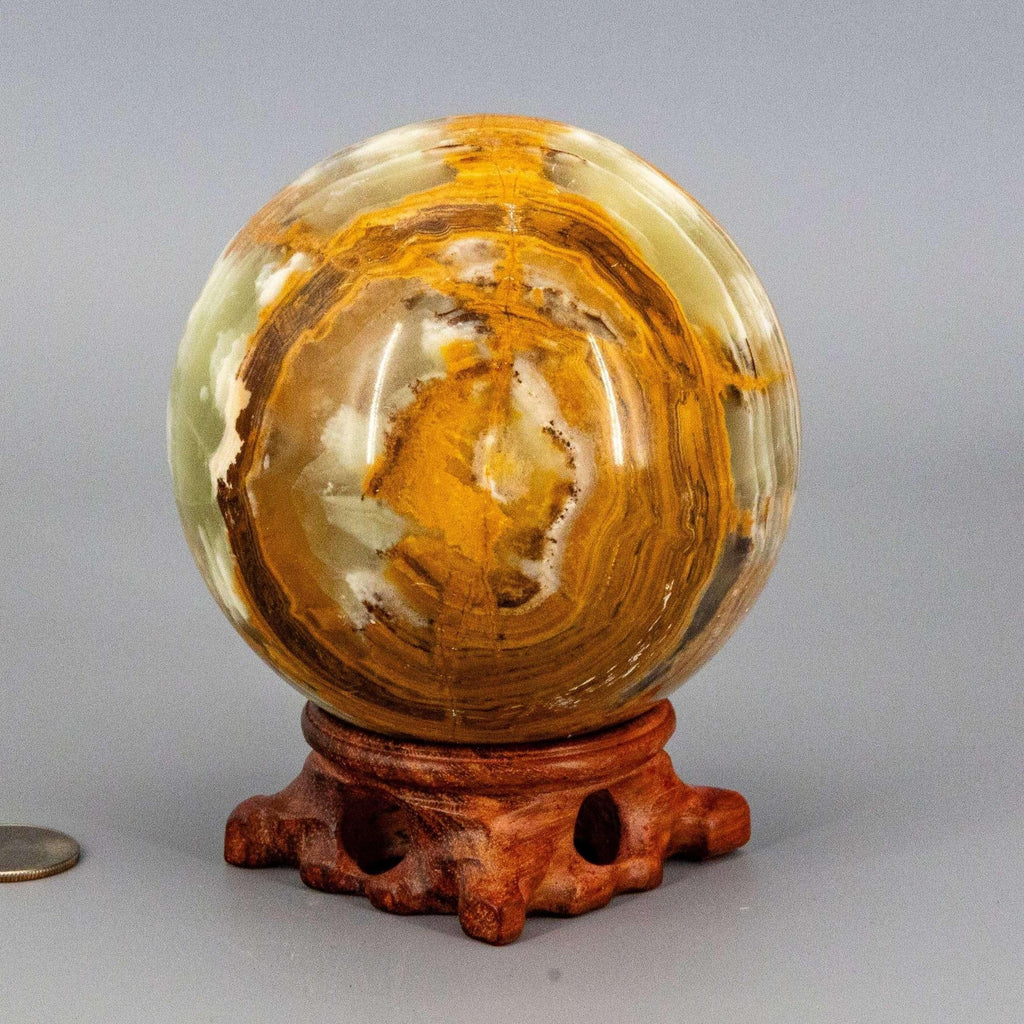 Green Onyx Crystal Sphere Polished Heart Chakra Strength Crystal Destiny