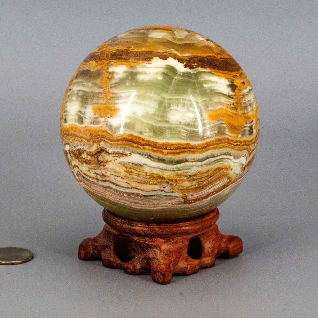 Green Onyx Crystal Sphere Polished Heart Chakra Strength Crystal Destiny