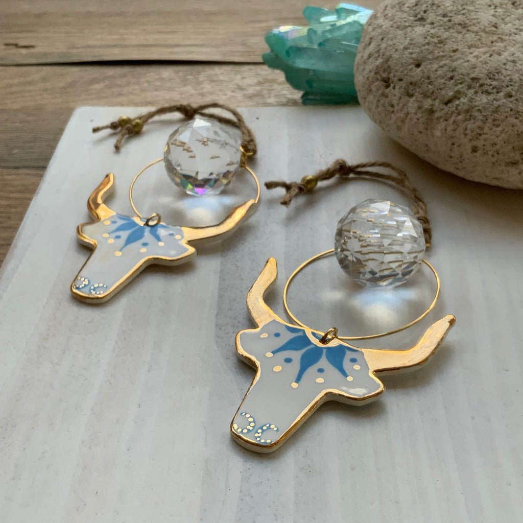 Celestial Ceramic Longhorn sun catcher ornament Adriana Soto Joyeria