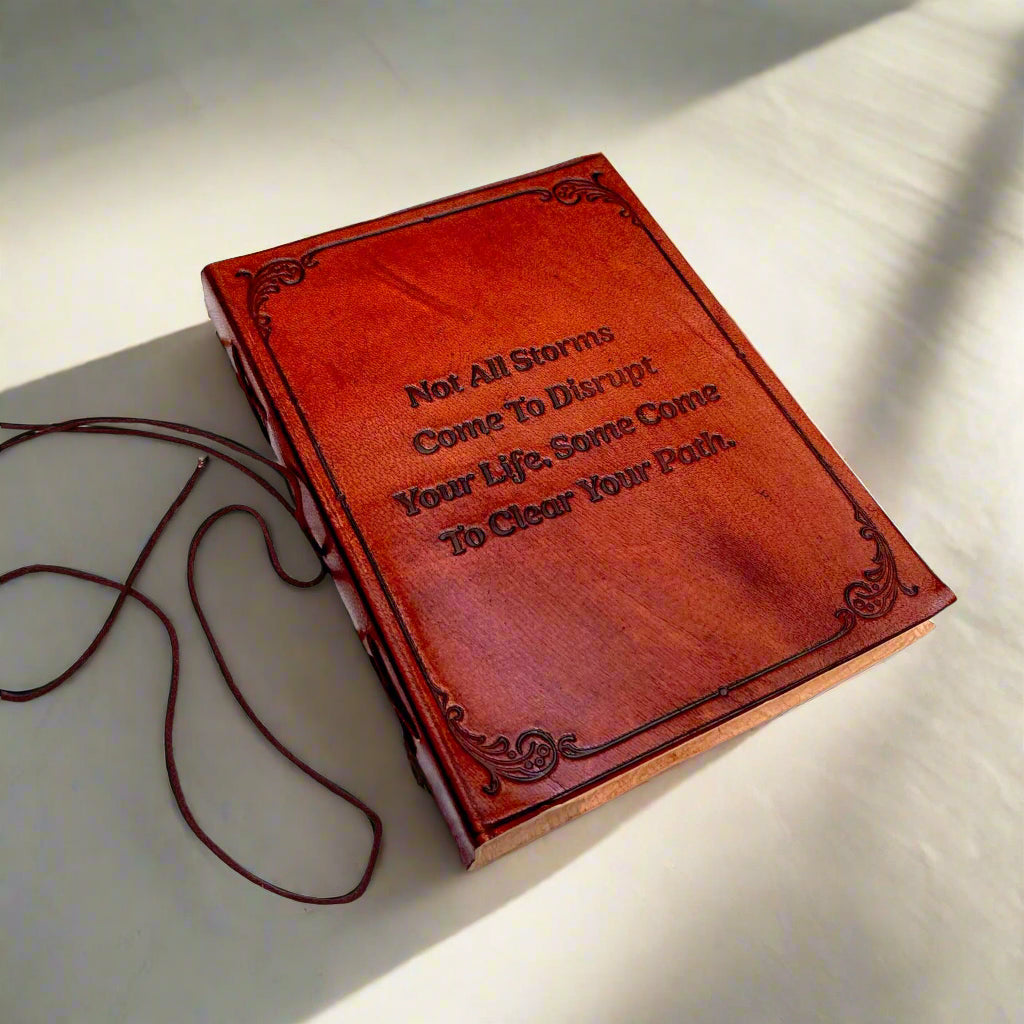 "Not All Storms" Leather Journal - For Resilience & New Beginnings Soothi
