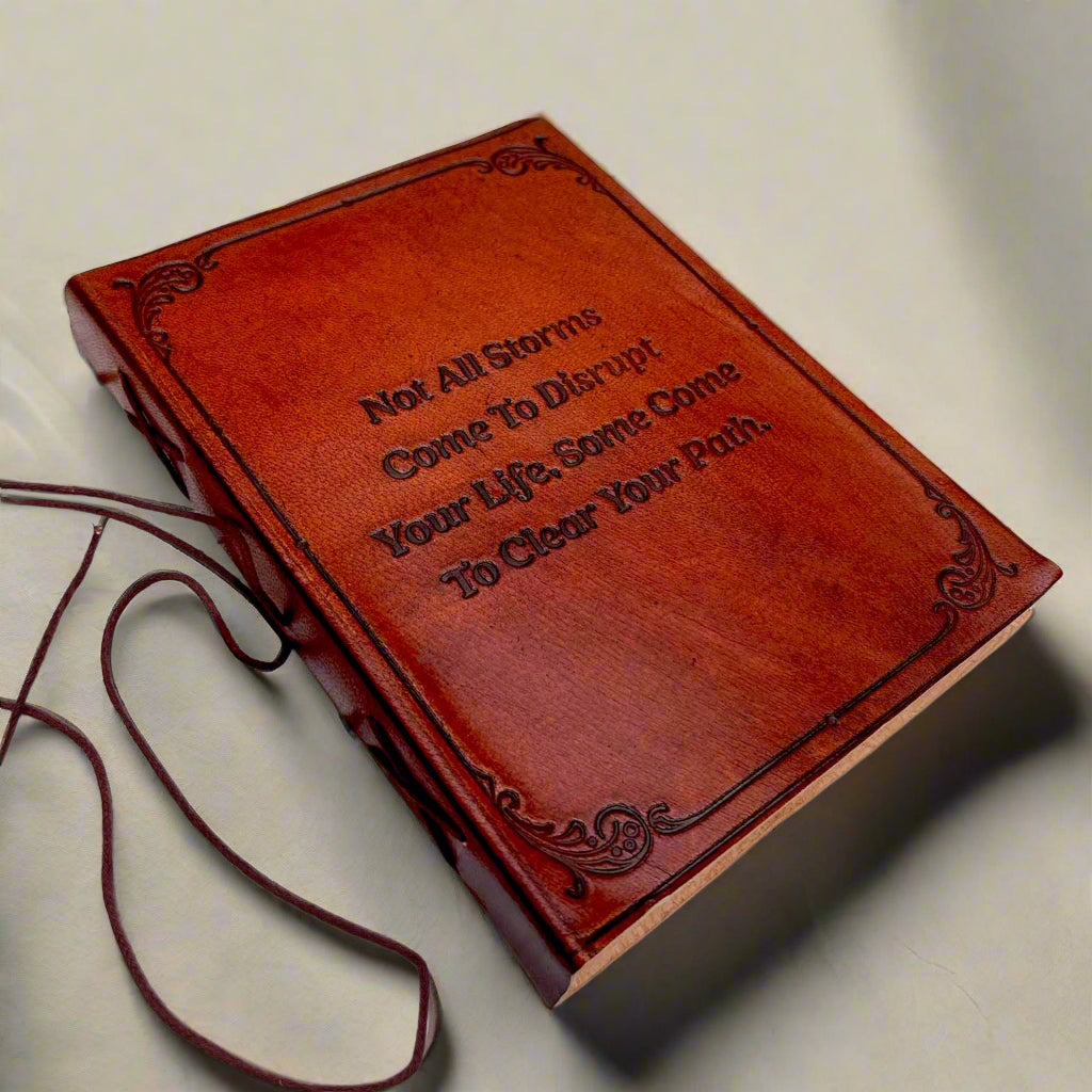 "Not All Storms" Leather Journal - For Resilience & New Beginnings Soothi