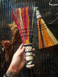 Hand Dyed, Woven Handle Stitched Hand Broom Keven Craft Rituals