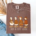 Just A Cozy Goose Autumn Watercolor Bouquet Pumpkin Spice Floral Comfort Colors Tee Refinery No. 1
